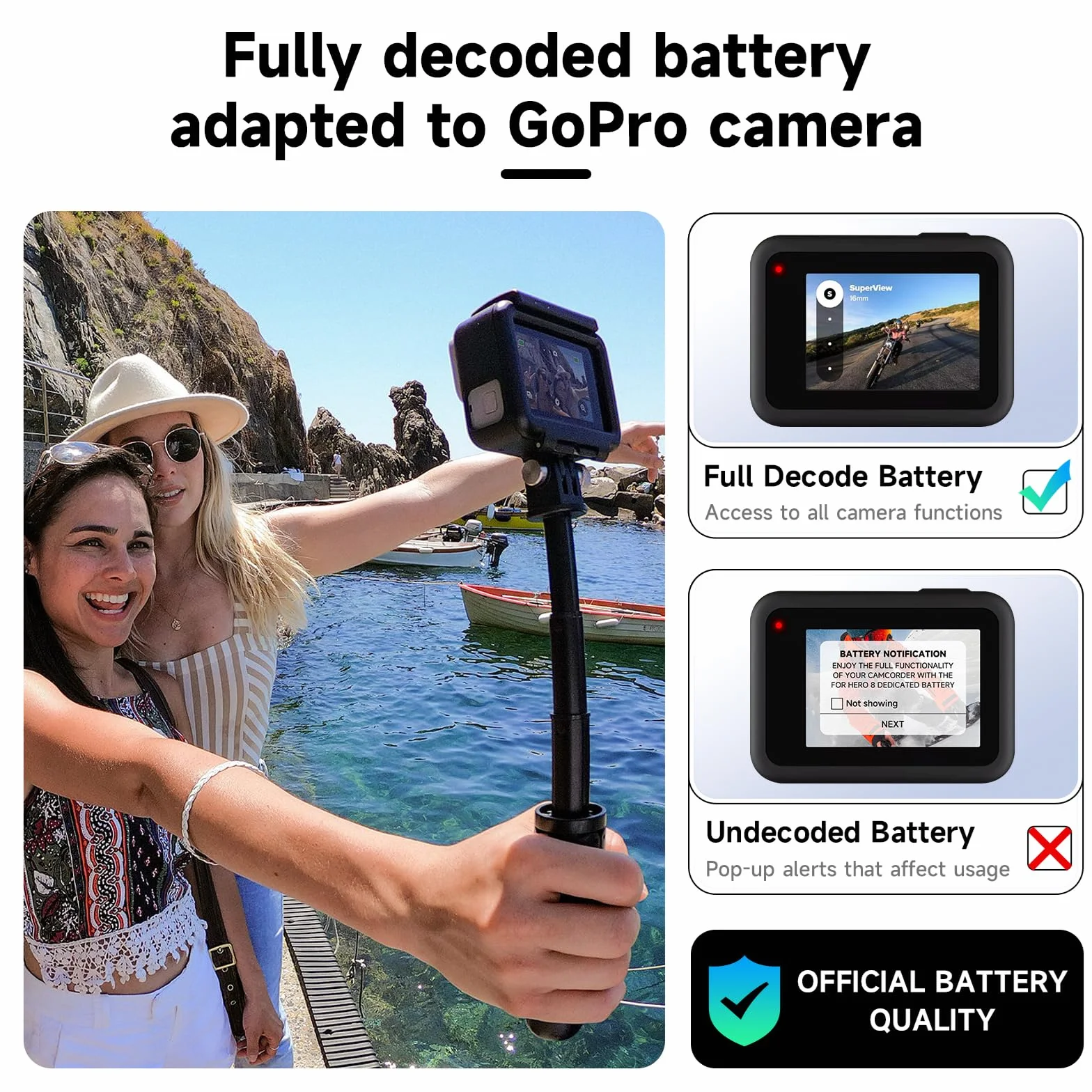 2 batterie per Hero 8/7/6/5 Black e caricatore per Hero 12/11/10/9/8/7/6/5 Black – Caricabatterie con accessori per batteria, ricarica Chnell, bassa temperatura adatta