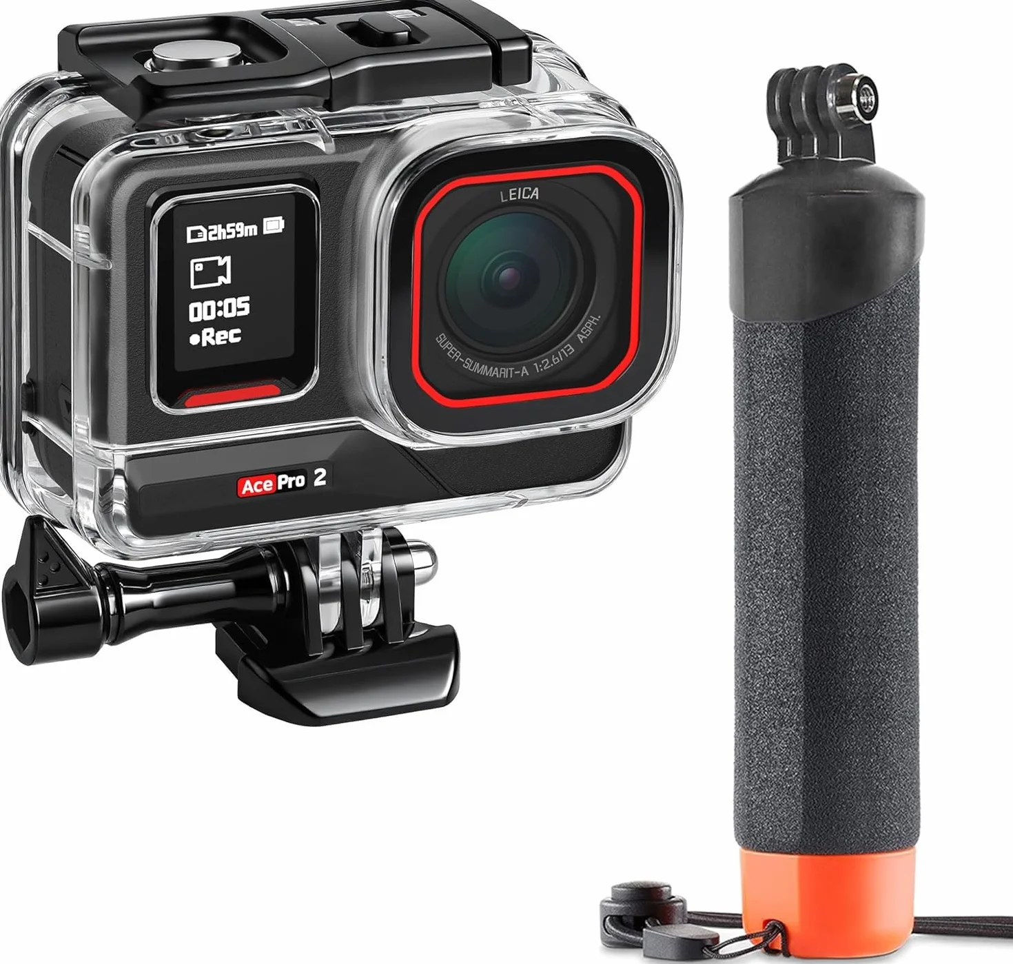 FitStill Set da immersione per Insta 360 ace pro 2/ace Pro, 50 m/164 FT custodia impermeabile + maniglia di galleggiamento, per fotografia subacquea ace pro 2 accessori