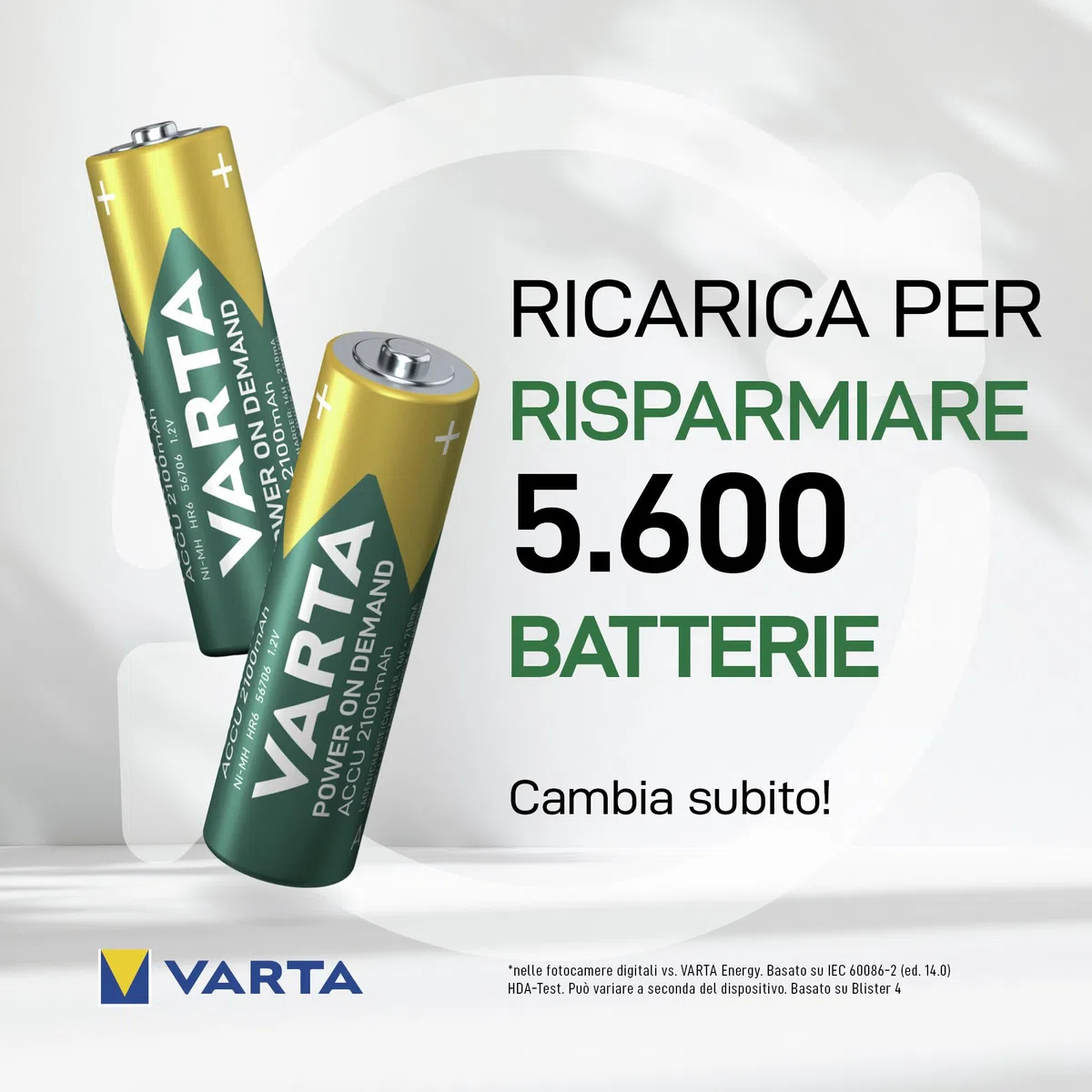 VARTA Pile AA, ricaricabili, confezione da 16, Recharge Accu Power on Demand, batteria ricaricabile, 2100 mAh Ni-MH, senza effetto memory, precaricate, pronte all'uso [Esclusivo su Amazon]