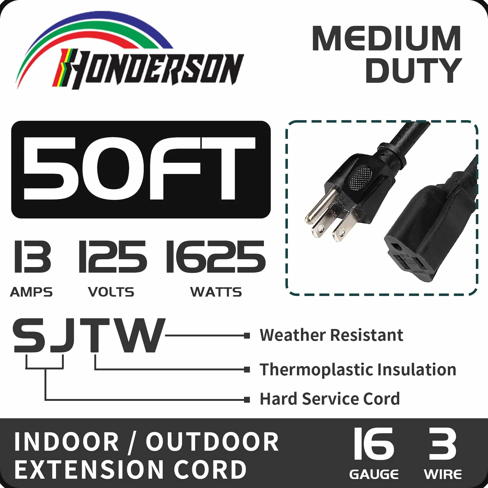 100 Ft Outdoor Extension Cord-Weatherproof 16/3 SJTW Durable Green Extension Cable with 3 Prong Grounded Plug for Safety- Great for Christmas Decoration and Landscaping Lights