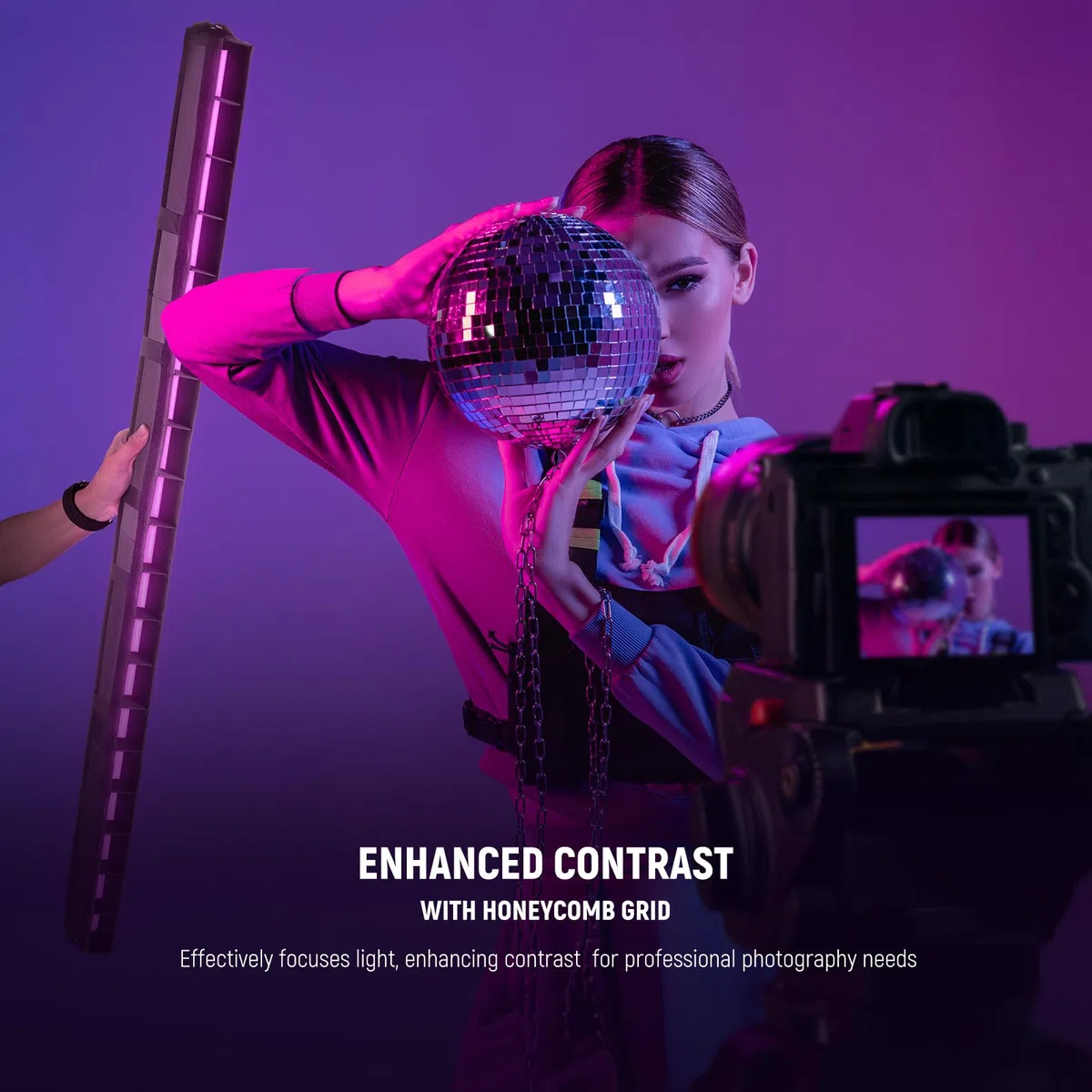 NEEWER Kit Diffusore Luce Per TL120C RGB LED Stick, Softbox Per Tubo LED A Striscia Con Griglia A Nido D'Ape, Borsa Da Trasporto, Fettucce A Contatto Per Foto, Video, Live Streaming, Ritratti, NS10S