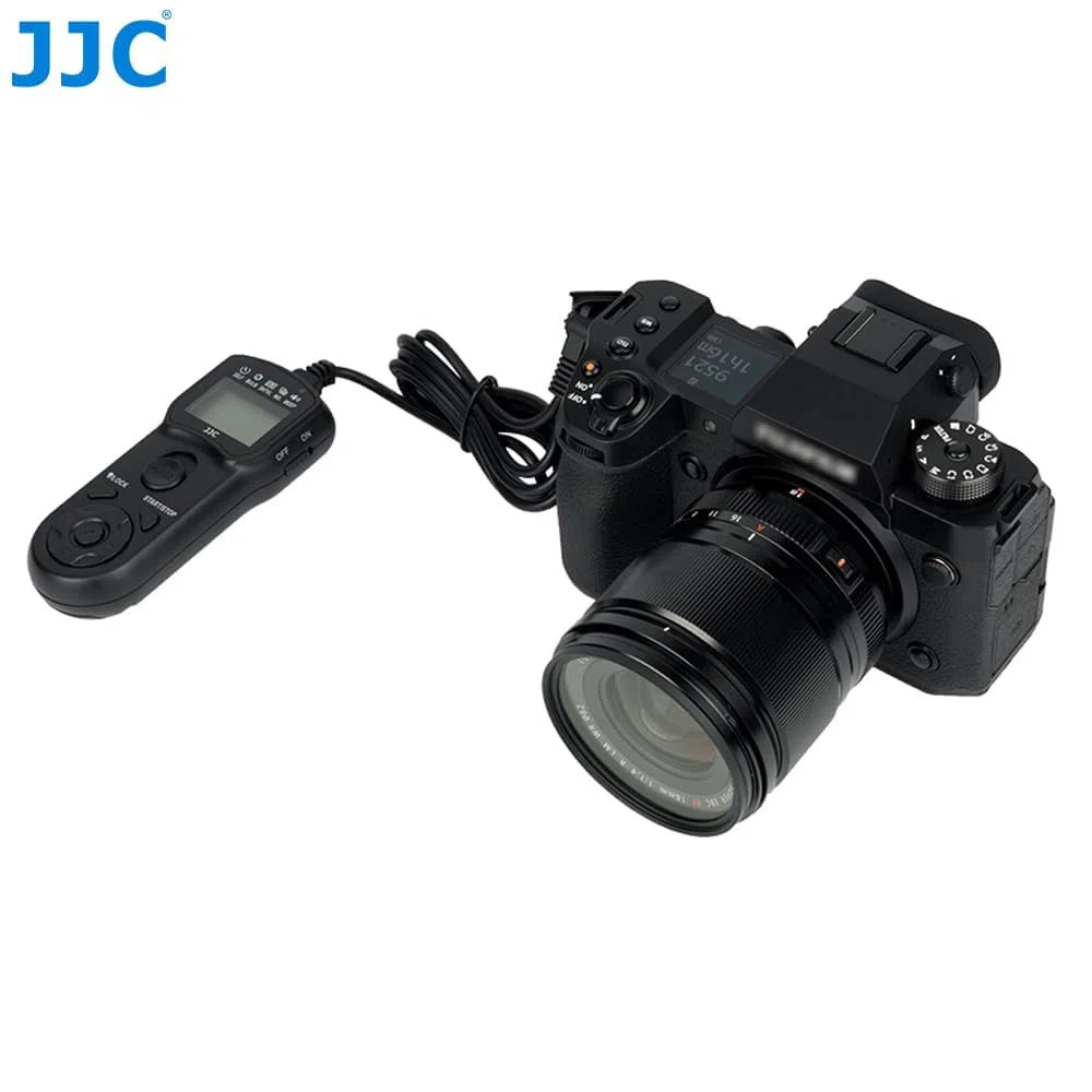 JJC Telecomando Intervallometro Scatto Remoto LCD Timer con Treppiedi del Morsetto per Fujifilm GFX100 GFX 50R X-PRO3 X-H2 X-H2S X-T5 X-T4 X-T3 X-T30 III X-T30 X100V X-A7 etc. Sostituzione Fuji RR-100