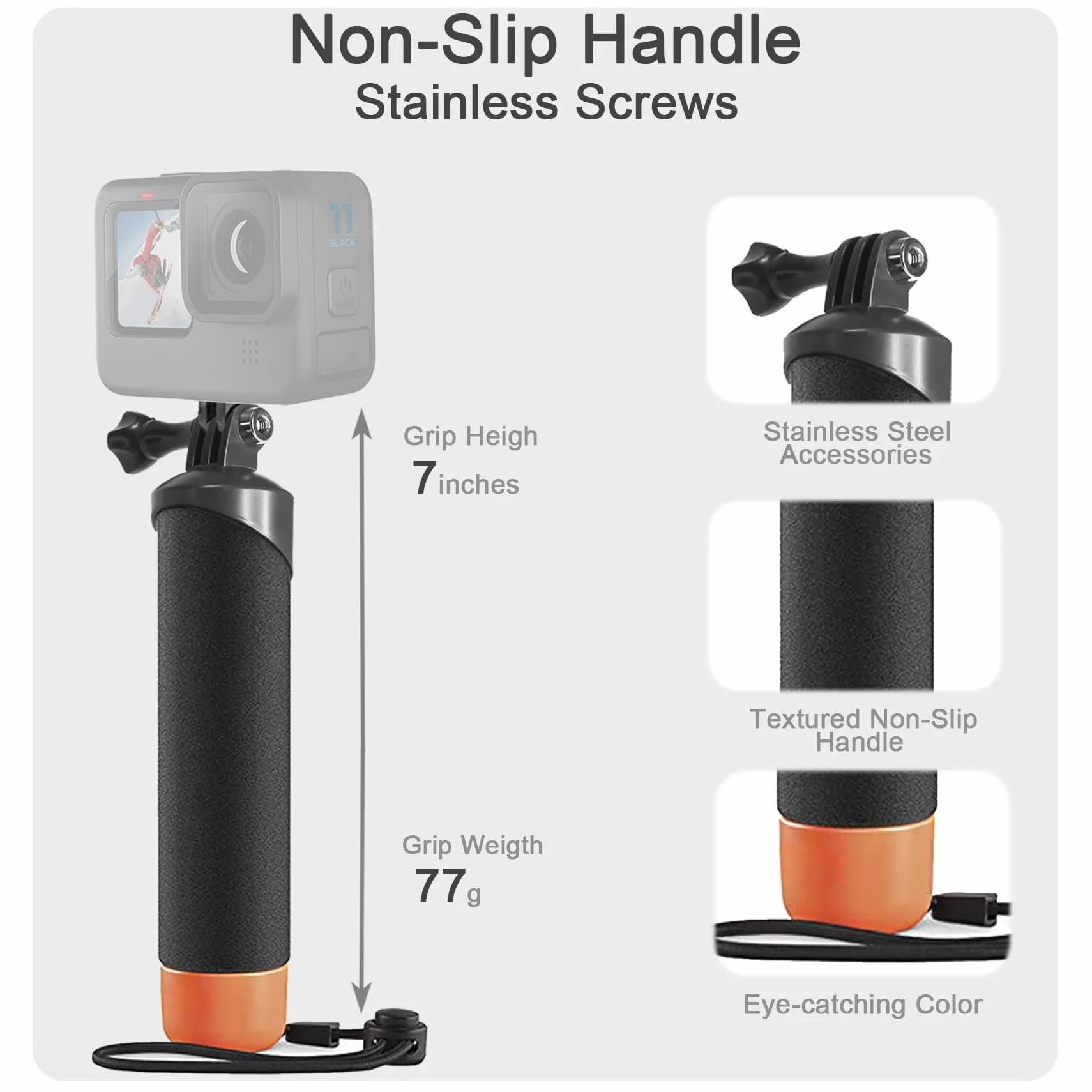FitStill Custodia impermeabile subacquea 40m, compatibile con Go Pro Hero 2018/7/6/5, monopiede galleggiante per Hero7, Hero6, Hero5