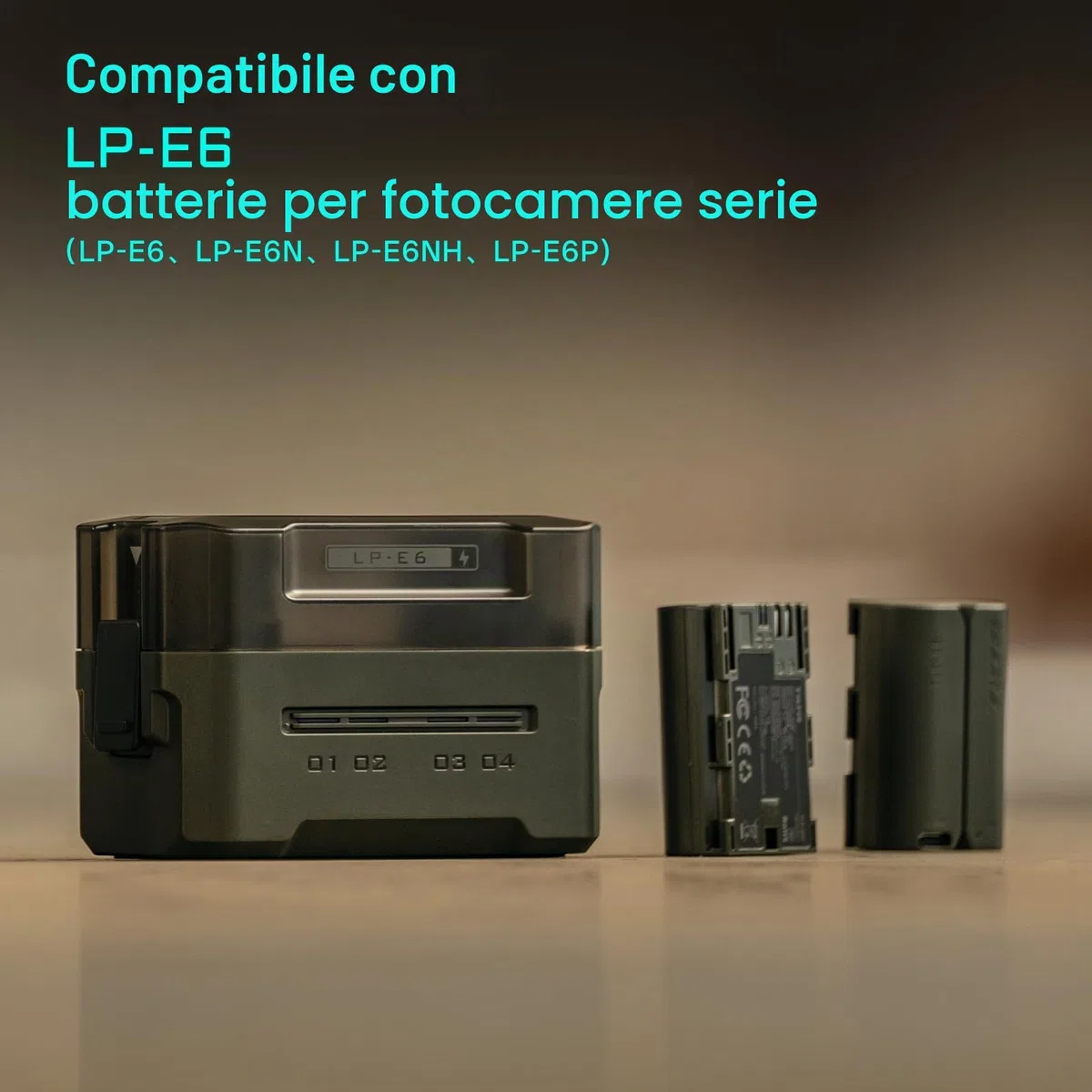 Tilta LP-E6 Caricabatterie Custodia di Ricarica a 4 Canali Compatibile con Batterie LP-E6, Stazione di Ricarica Portatile - Verde TBC-E6-GN