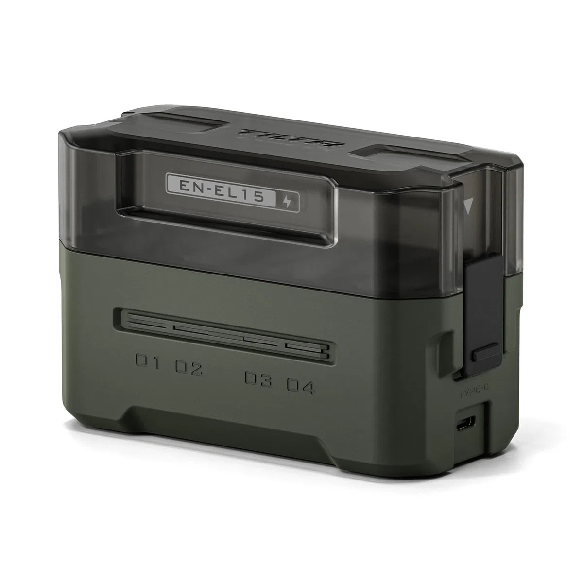 Tilta EN-EL15 Caricabatterie Custodia di Ricarica a 4 Canali Compatibile con Batterie EN-EL15, Stazione di Ricarica Portatile - Verde TBC-EL15-GN
