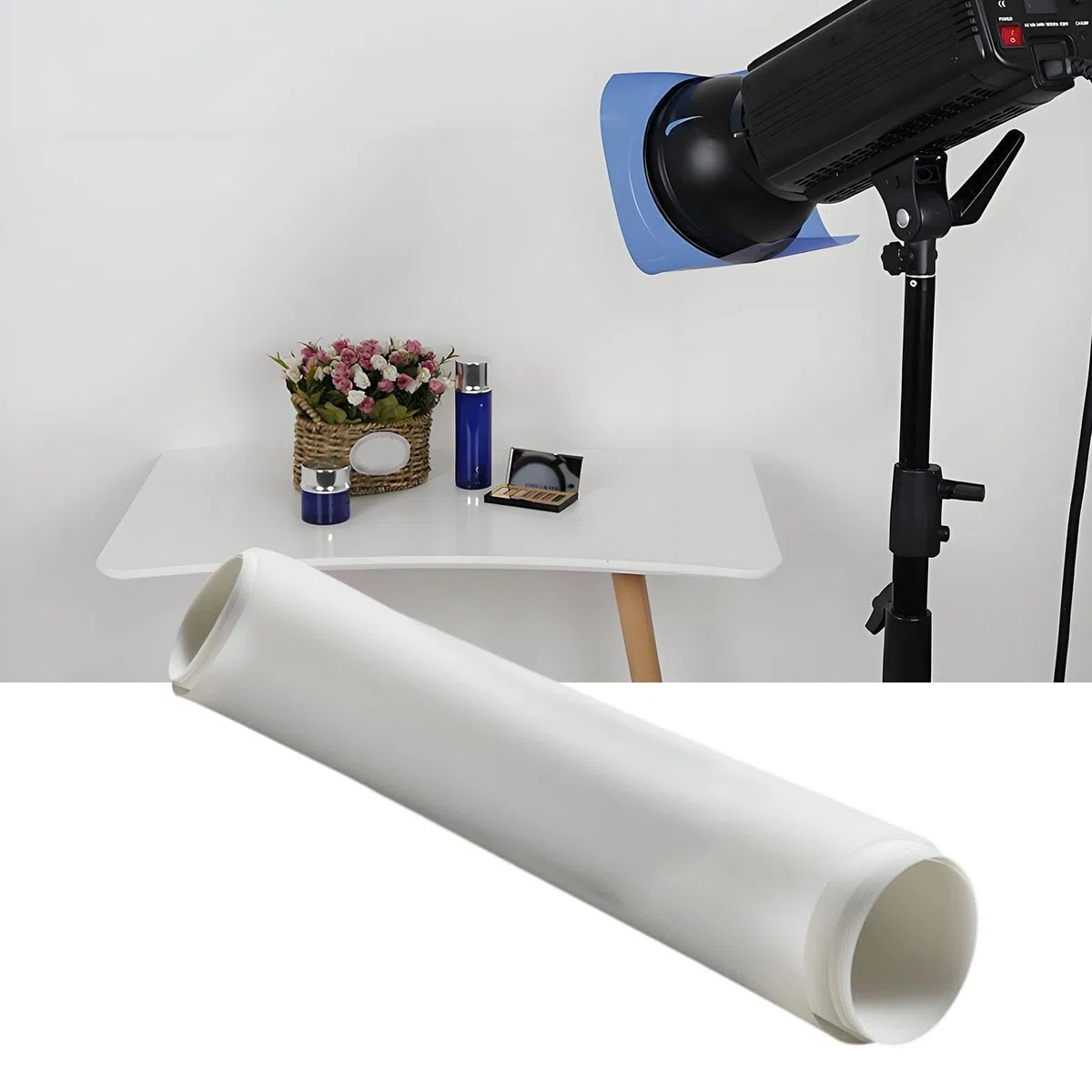Foglio di Pellicola per Diffusione della Luce, Carta diffusore, Pratico Rotolo di Pellicola per Diffusione della Luce Bianca per Flash fotografici, 120x200 Cm