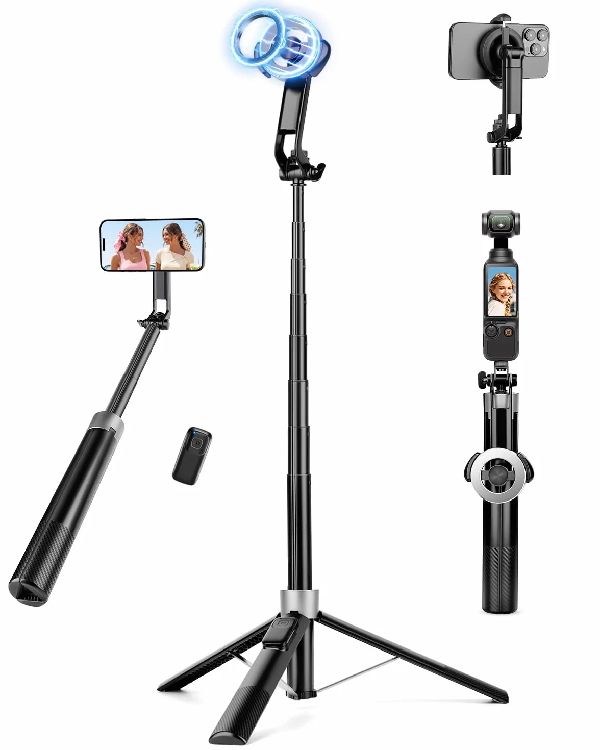 Victiv Magnetico Treppiede Smartphone, 178cm Bastone Selfie Cavalletto per Smartphone, Portatile Treppiedi per Mag-safe con Telecomando, Tripode Cellulare per iPhone 17 16 15 14 13 12 Pro Max