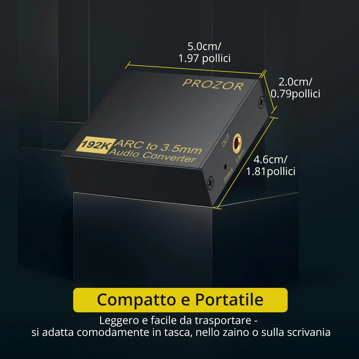 PROZOR eARC/ARC Audio Extractor HDMI a 3,5mm per TV HDTV, Adattatore ARC Audio Converter PCM Stereo, Collegamento Cuffie, Amplificatore, Altoparlanti Attivi