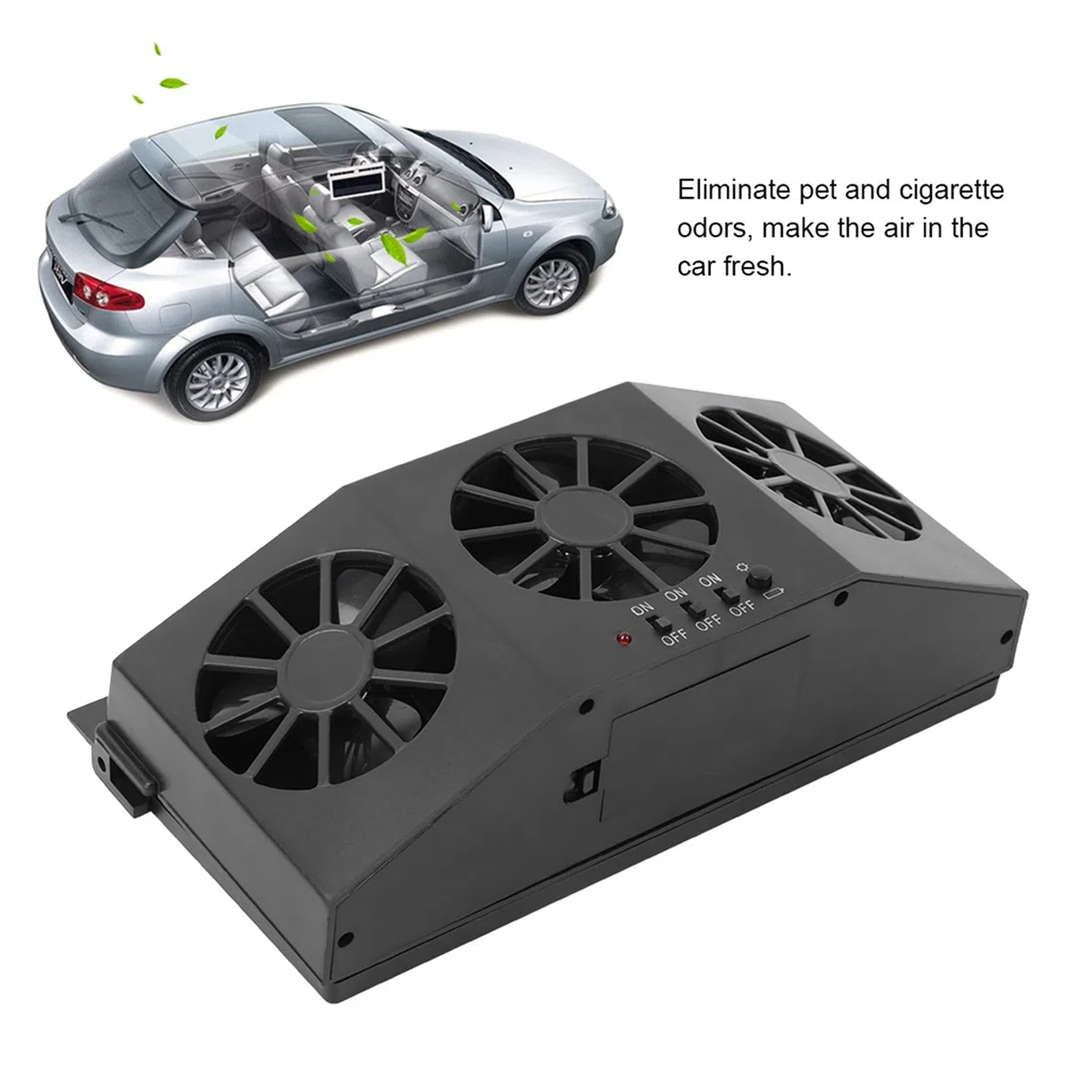 Denash Ventola di Raffreddamento per Auto Portatile, Ventola Solare per Auto, Ventilatore per Auto, per Ventilatore per Auto