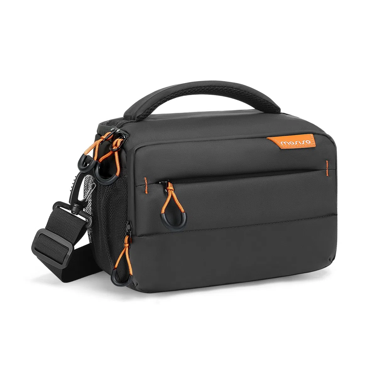 MOSISO Borsa Fotocamera,Piccola Custodia Fotocamera per Fotografi,Borse Imbottita a Tracolla Compatte per DSLR/SLR/Mirrorless Impermeabile con Copertura Antipioggia per Canon/Nikon/Sony,Nero
