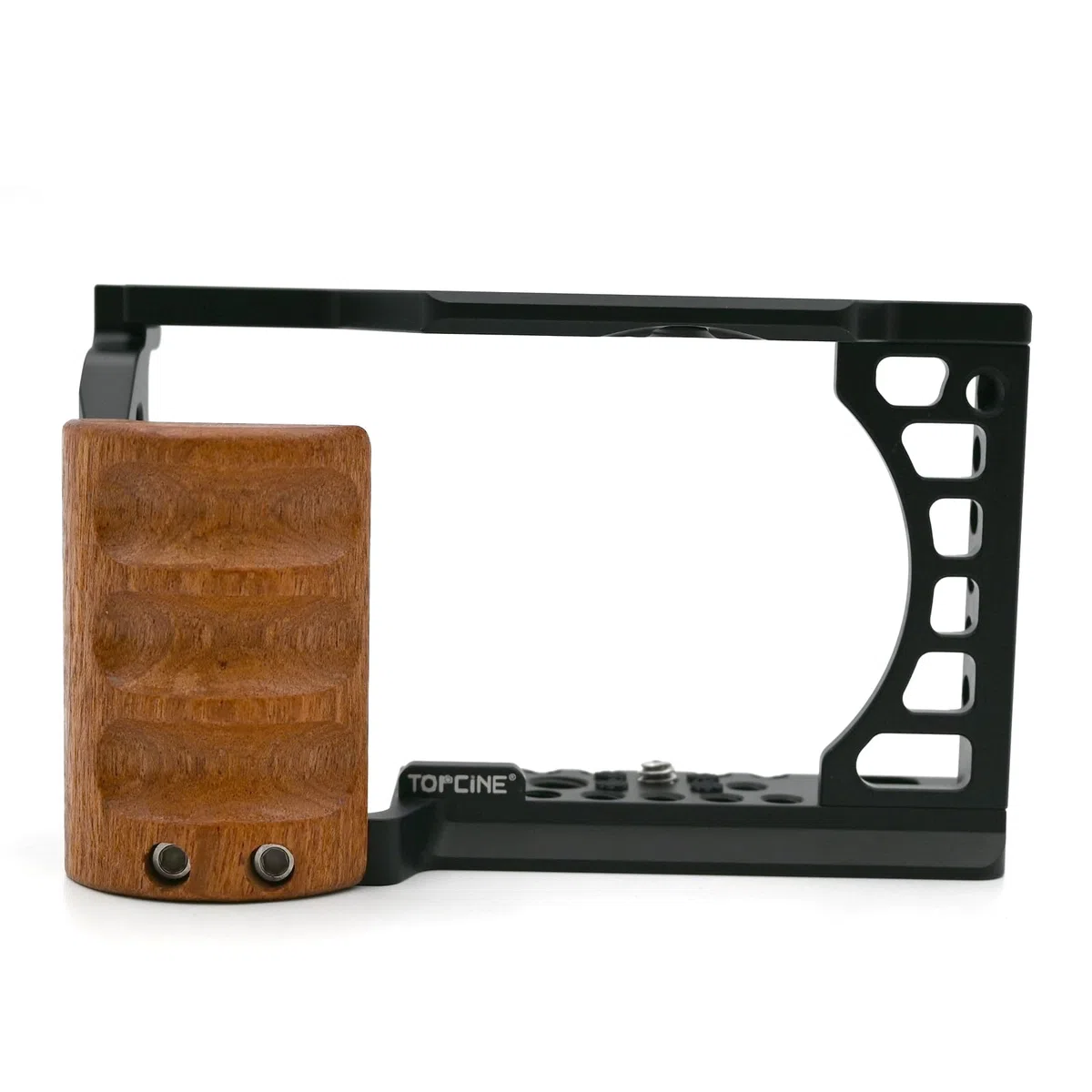 Gabbia per fotocamera con manico in legno, compatibile con la fotocamera Sony Alpha A6400 A6300 A6000 A6100 con fulmini, fori di posizionamento della maniglia, più fori per viti da 1/4" 3/8"