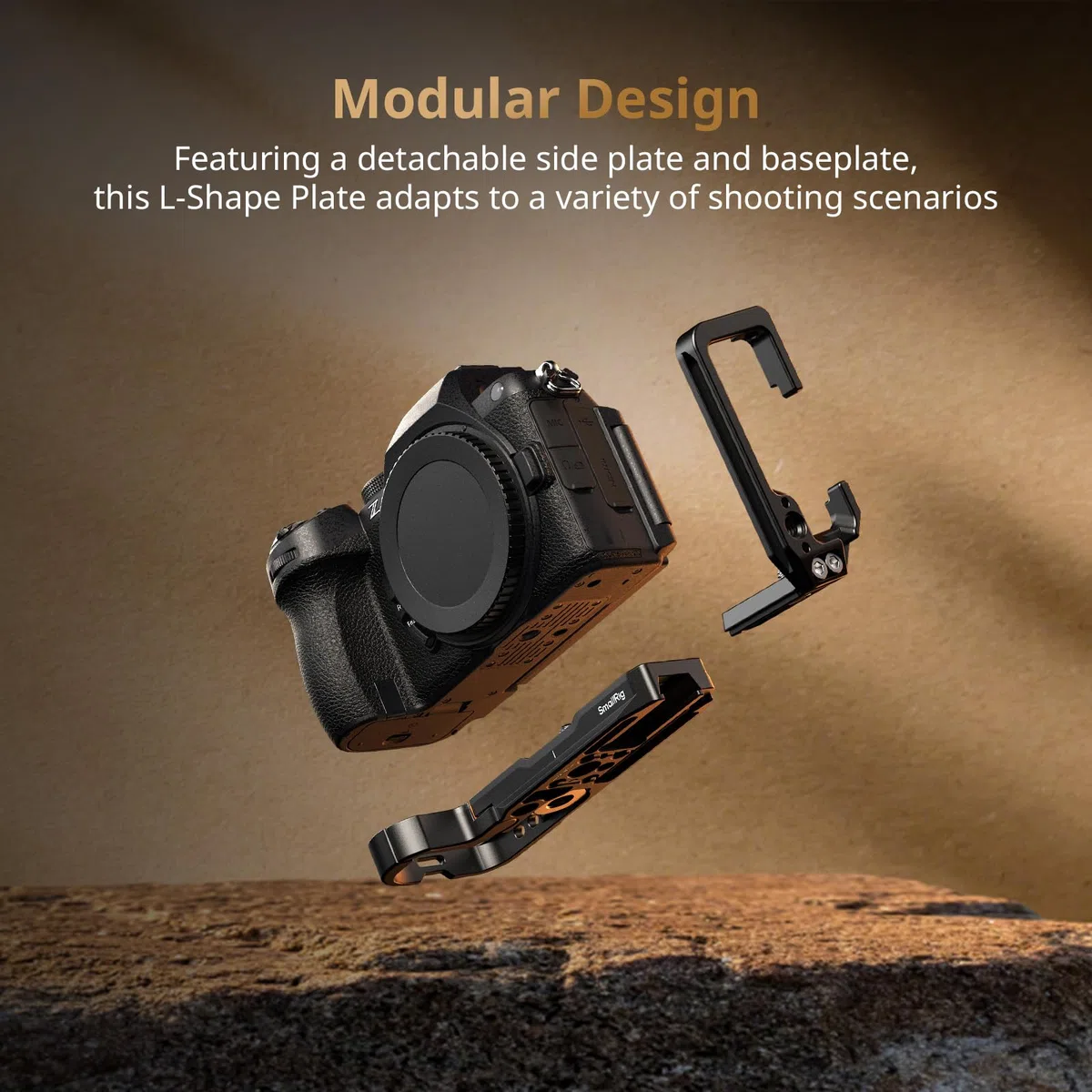 SMALLRIG Supporto L per Nikon Z5 II, Z5, Z6, Z6II, Z7, Z7II, piastra L ARCA-Swiss, interfaccia QD, fori 1/4"-20, attacco flash, fessure cinghia - 5256