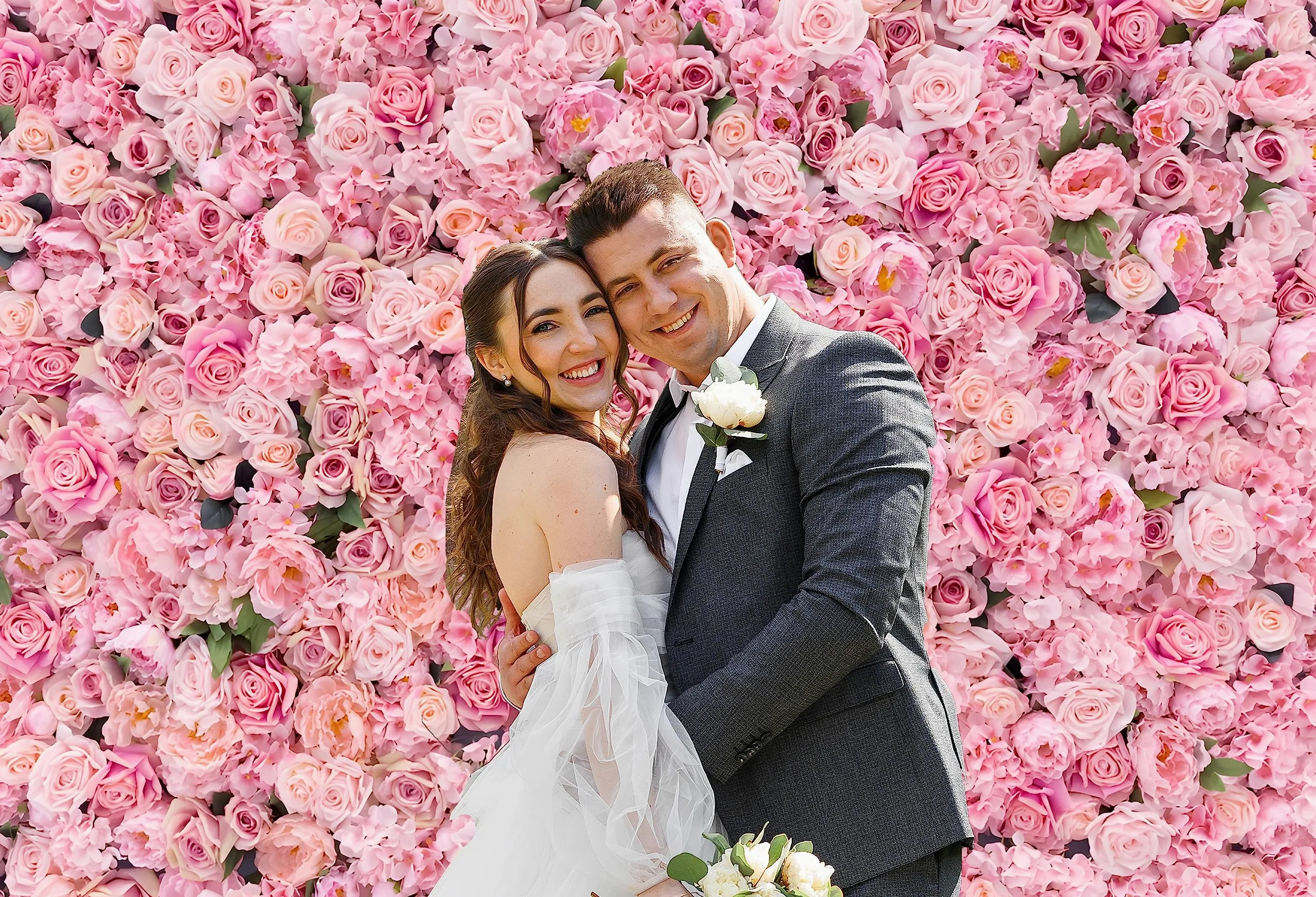 Aoihrraan 3x2m Matrimonio Fiore Parete sfondo Rosa rosa floreale romantico fiori San Valentino fotografia sfondo Sposa Doccia Festa della mamma Festa Ragazze Donne Compleanno Ritratto Foto Prop
