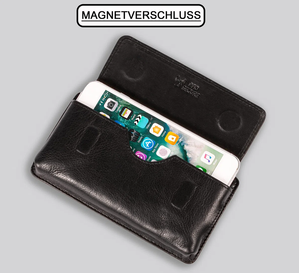 MATADOR 2in1 Borsello da Cintura Uomo in Vera Pelle con Tasca con Zip #BRISBANE, con Confezione Regalo e RFID, Elegante Borsello da Cintura in Pelle per Smartphone fino a 6,9 Pollici, Nero Nappa