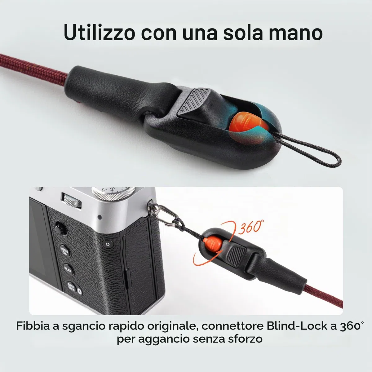 PGYTECH Cinturino per Fotocamera Slim Regolabile con Sgancio Rapido 820-1360mm Leggero per Fotocamere Mirrorless/Compatte/Instax/Digitali, Stile Outdoor