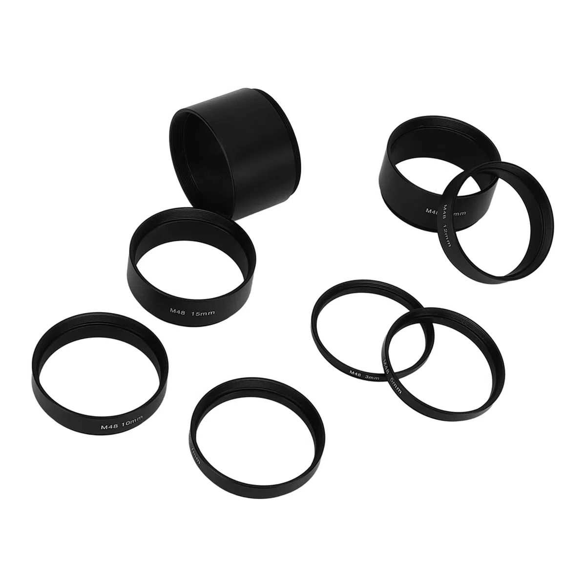 Set di Tubi di Prolunga per Telescopio, 8 Pezzi M48X0,75 Kit di Tubi di Prolunga per Lunghezza Filettatura 3 5 7 10 12 15 20 30 Mm Anello di Prolunga per Fotografia con Telescopio