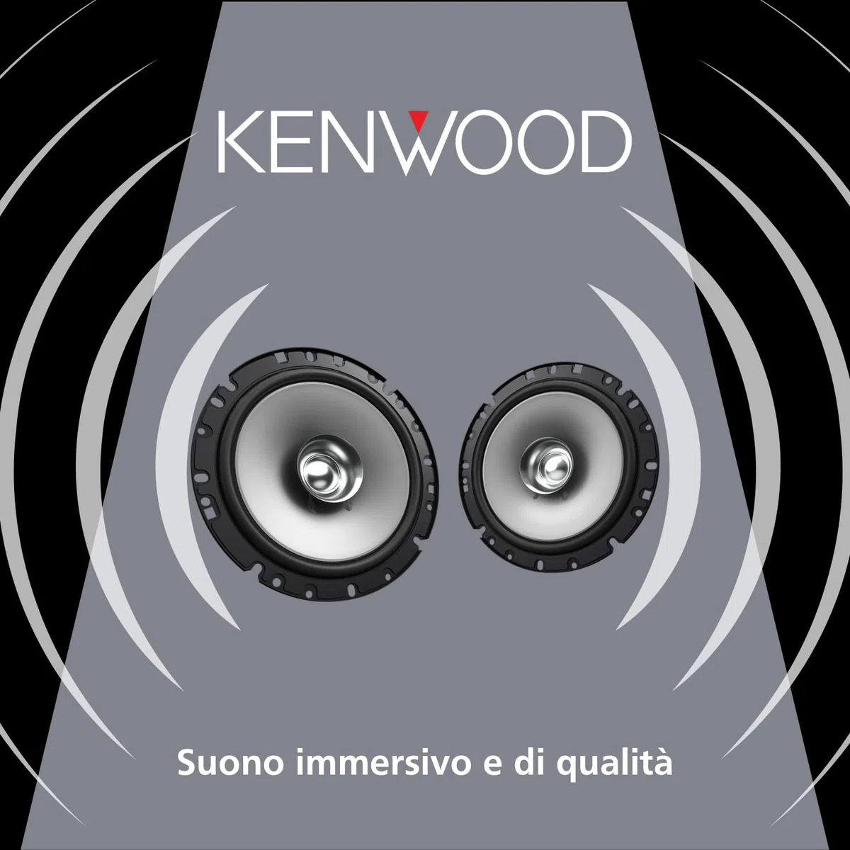 Kenwood, Sistema di altoparlanti KFC-S1756 serie Stage Sound a 2 vie, Potenza di picco 250W, montaggio a filo, doppio cono, Cono del woofer da 17cm in Polypropilene, Nero
