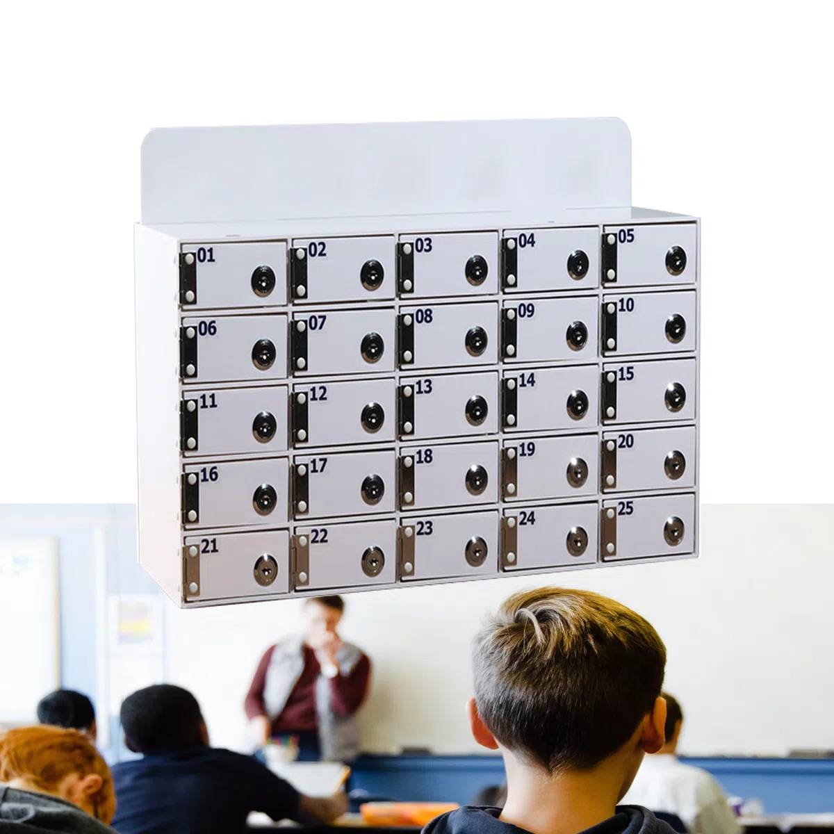 Caja de Almacenamiento para teléfonos móviles Soporte acrílico para teléfonos móviles Caja de Almacenamiento de Escritorio Caja de Seguridad para teléfonos móviles con 50 Ranuras -