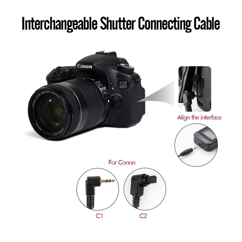 PHOTOOLEX T710C Telecomando Intervallometro Scatto Remoto LCD Timer per Canon EOS 1300D / 1200D / 1100D / 1000D / 750D / 700D / 650D / 600D / 550D / 500D / 450D / 100D / 5D Mark II / 7D / 70D etc.