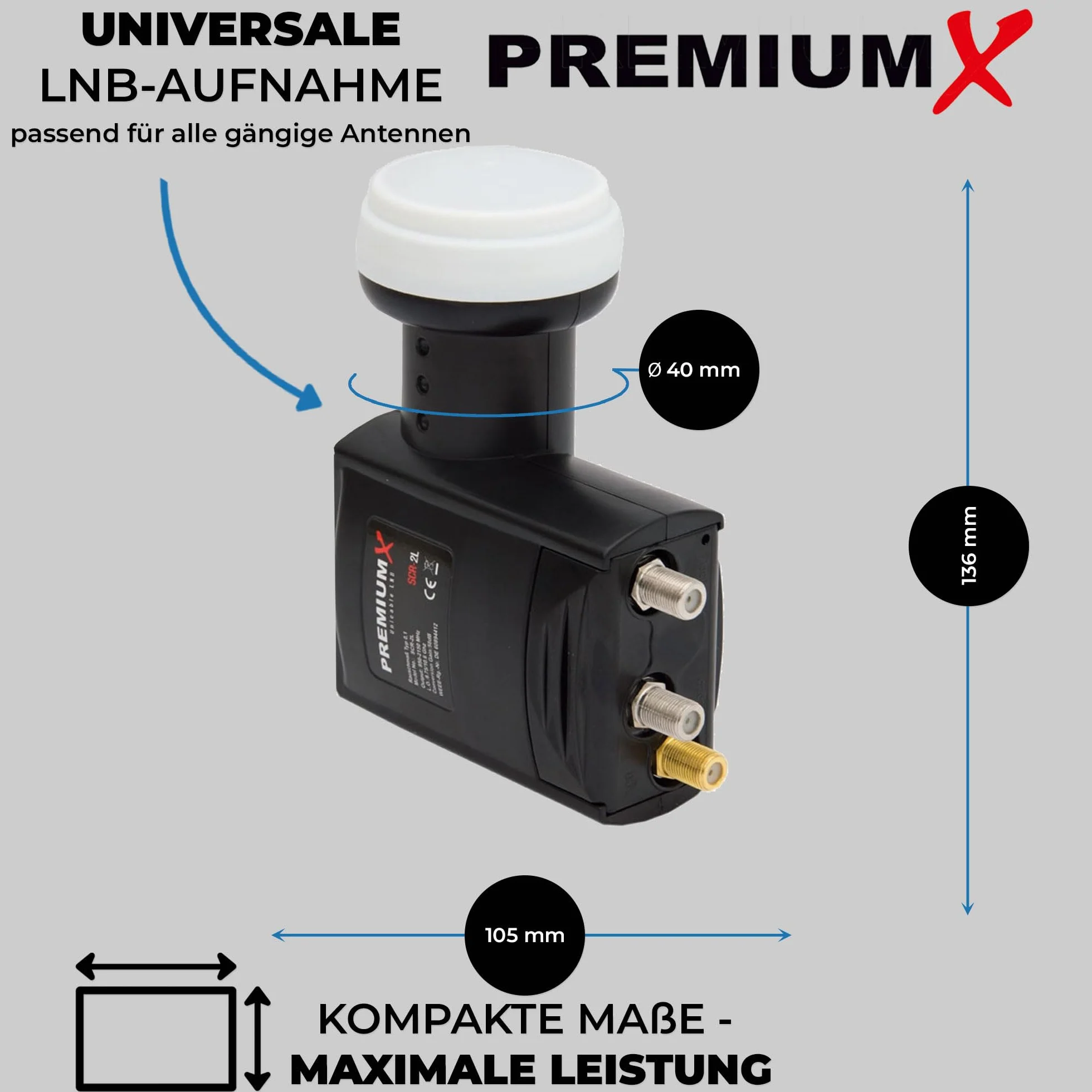 Premium X SCR-2L SAT Unicable LNB SCR 2 Legacy Sistema a Cavo Singolo Unikabel 4 + 2 partecipanti FullHD 4K HDTV Ultra HD