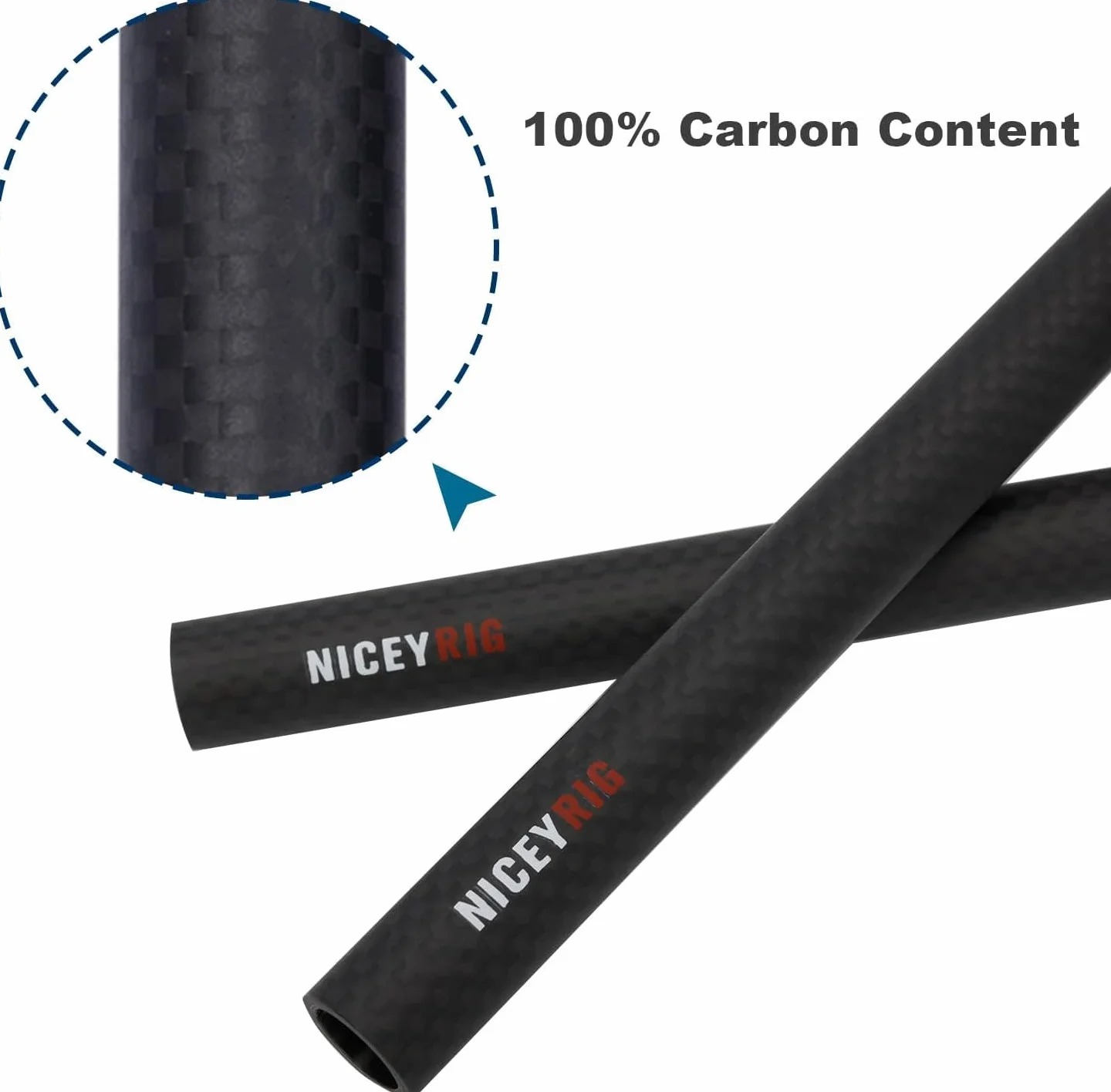 NICEYRIG 15 mm Rods in fibra di carbonio, 40 cm e 15 mm Rod, sistema di supporto per binario per DSLR, gabbia stabilizzatore per fotocamera, scatola opaca, piastra di base -555