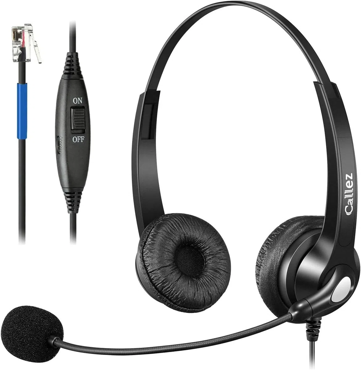 Cuffie Telefono Fisso RJ9 con Microfono a Cancellazione del Rumore, Auricolare Telefonica per Cisco 7821 7975G 7861 7941G 8845 8851 6851 9971, Plantronics M12 M22 Amplificatore, Call Center Ufficio