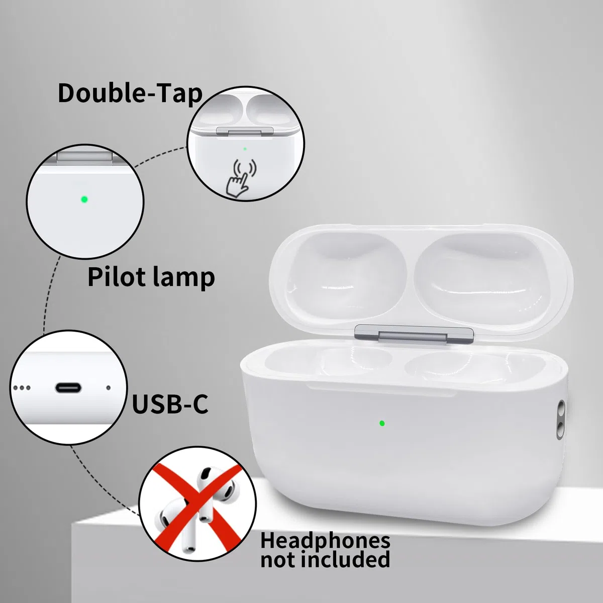 Custodia di ricarica di ricambio per AirPods Pro 3, batteria da 680 mAh con ricarica wireless, facile accoppiamento Bluetooth e finestra pop-up, compatibile solo con auricolari originali