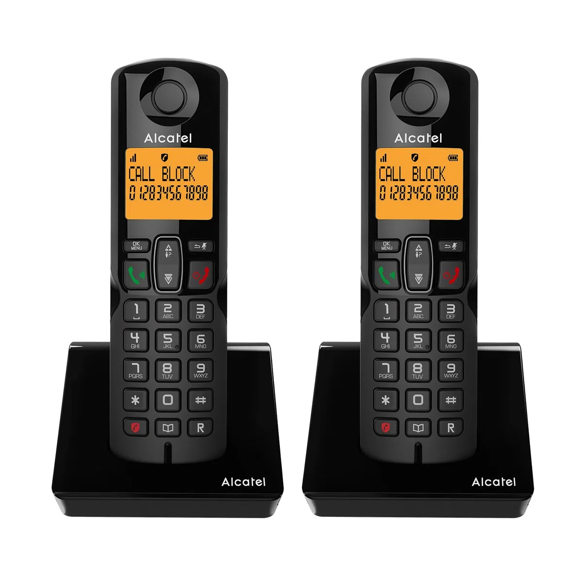 ALCATEL S280 Duo - Telefono Fisso Cordless DECT - Design Compatto - Grande Display Retroilluminato - Vivavoce - Funzione Blocco Chiamate - Rubrica da 50 Contatti - 2 Portatili - Nero