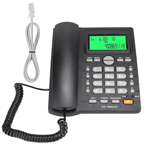 KX T880C - Indicatore identificativo chiamante, telefono fisso senza batteria, funzione muto, telefono domestico da parete con segreteria telefonica e compatibilità BT