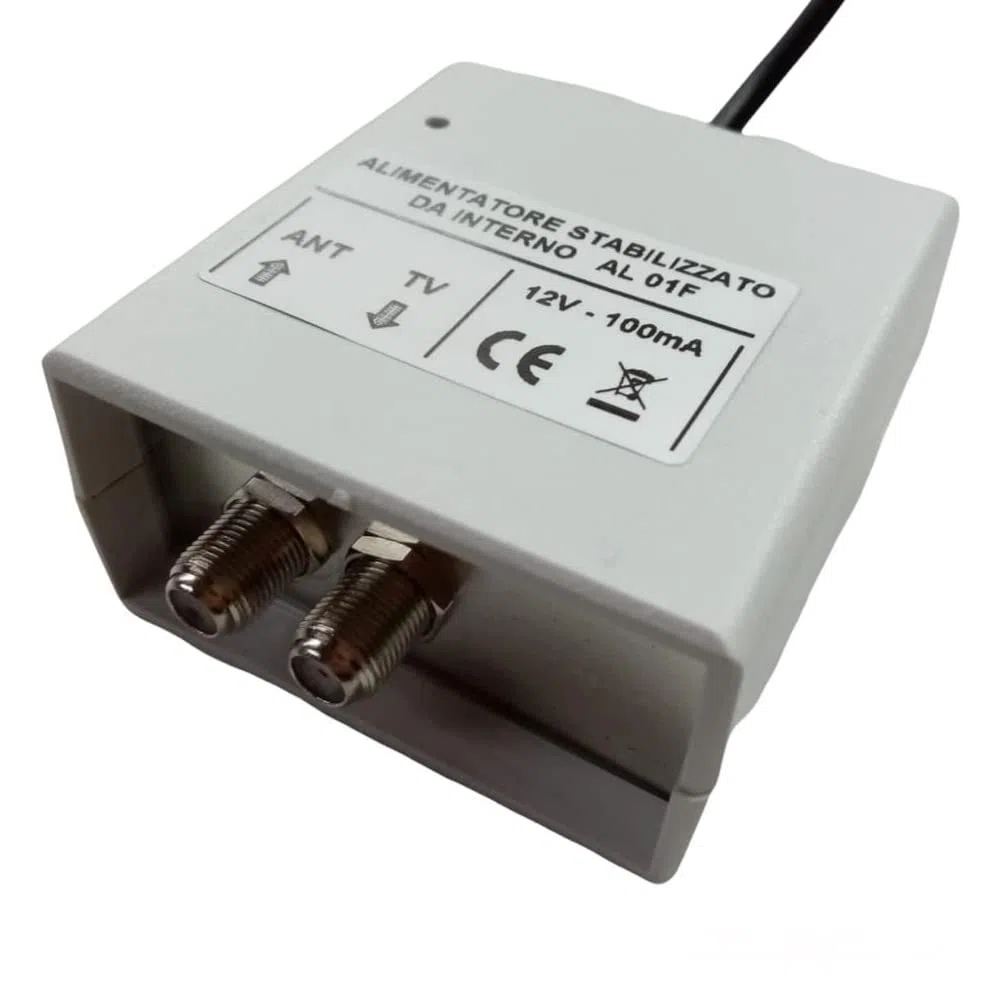 Kit Amplificatore Antenna TV da Palo 42 dB + Alimentatore 12V 100 mA, Filtro Lte/5G, Regolabile