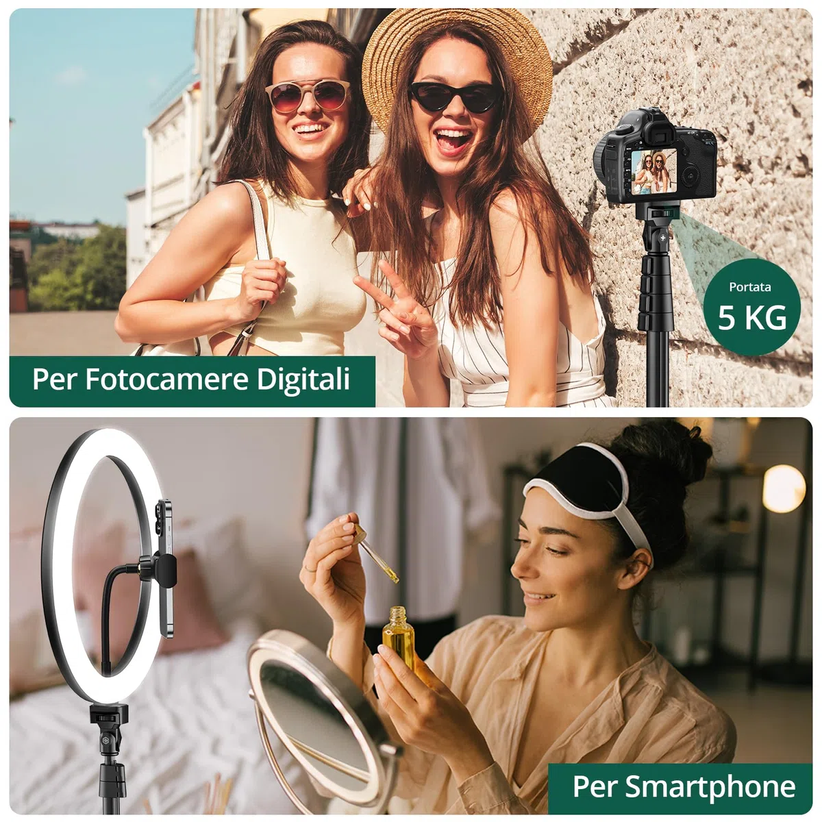 ATUMTEK Ring Light 12" con Treppiede 160 cm, 3 Modalità di Colore & 10 Livelli di Luminosità, Luce LED per Selfie, Trucco, Fotografia, YouTube, Streaming e Video