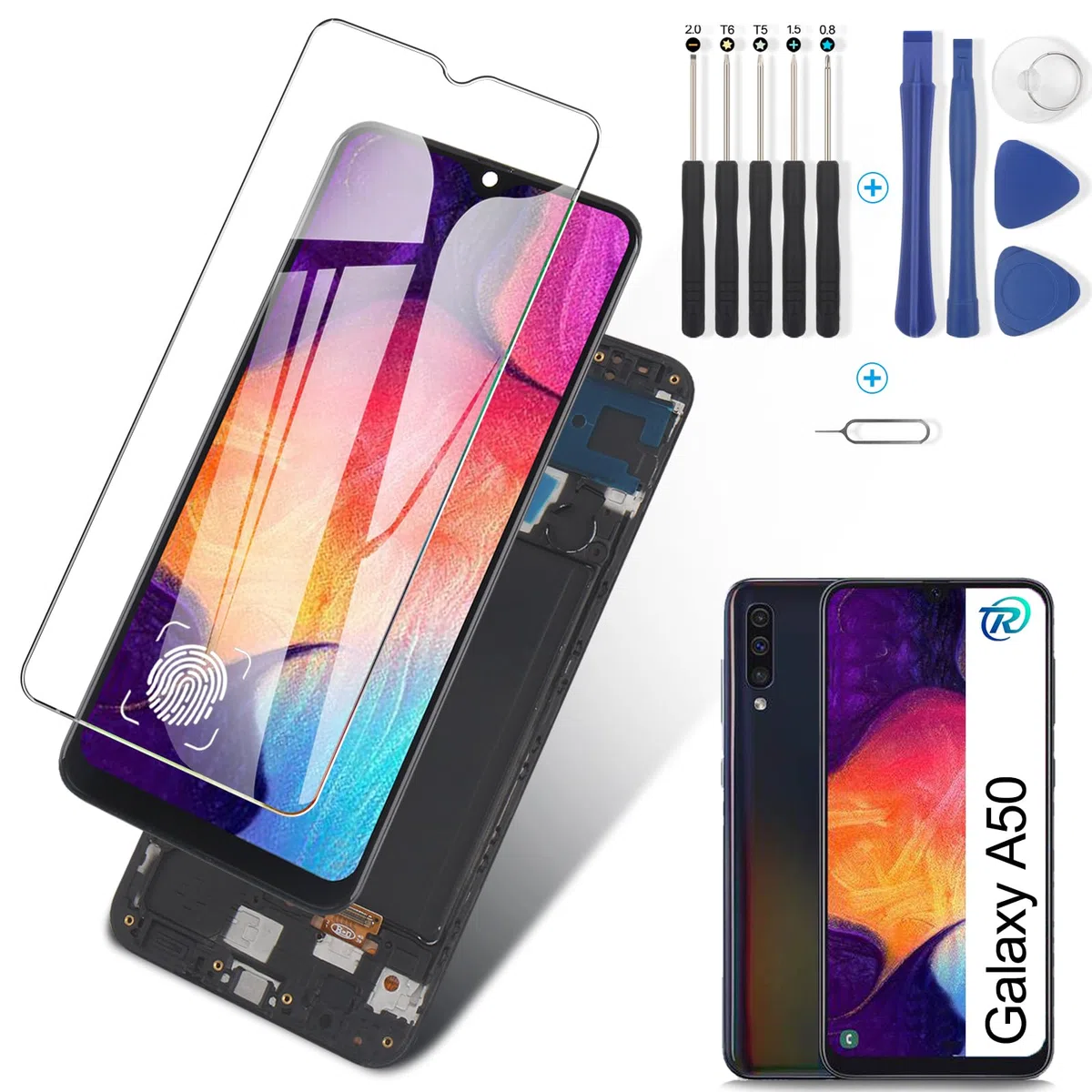 RongZy Schermo LCD per OLED Samsung Galaxy A50 SM-A505FN/DS A505FD A505F A505A A505 Display Touch Screen Digitizer Parti di Ricambio di Riparazione con Strumenti(Nero)