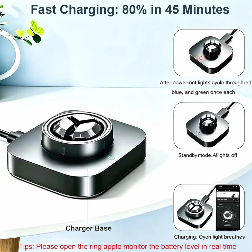 Caricabatterie compatibile con Oura Ring Gen 4 per Smart Ring taglie 7/8/9/10/11/12/13 – Base di ricarica rapida con cavo USB-C (Non compatibile con Gen 3)