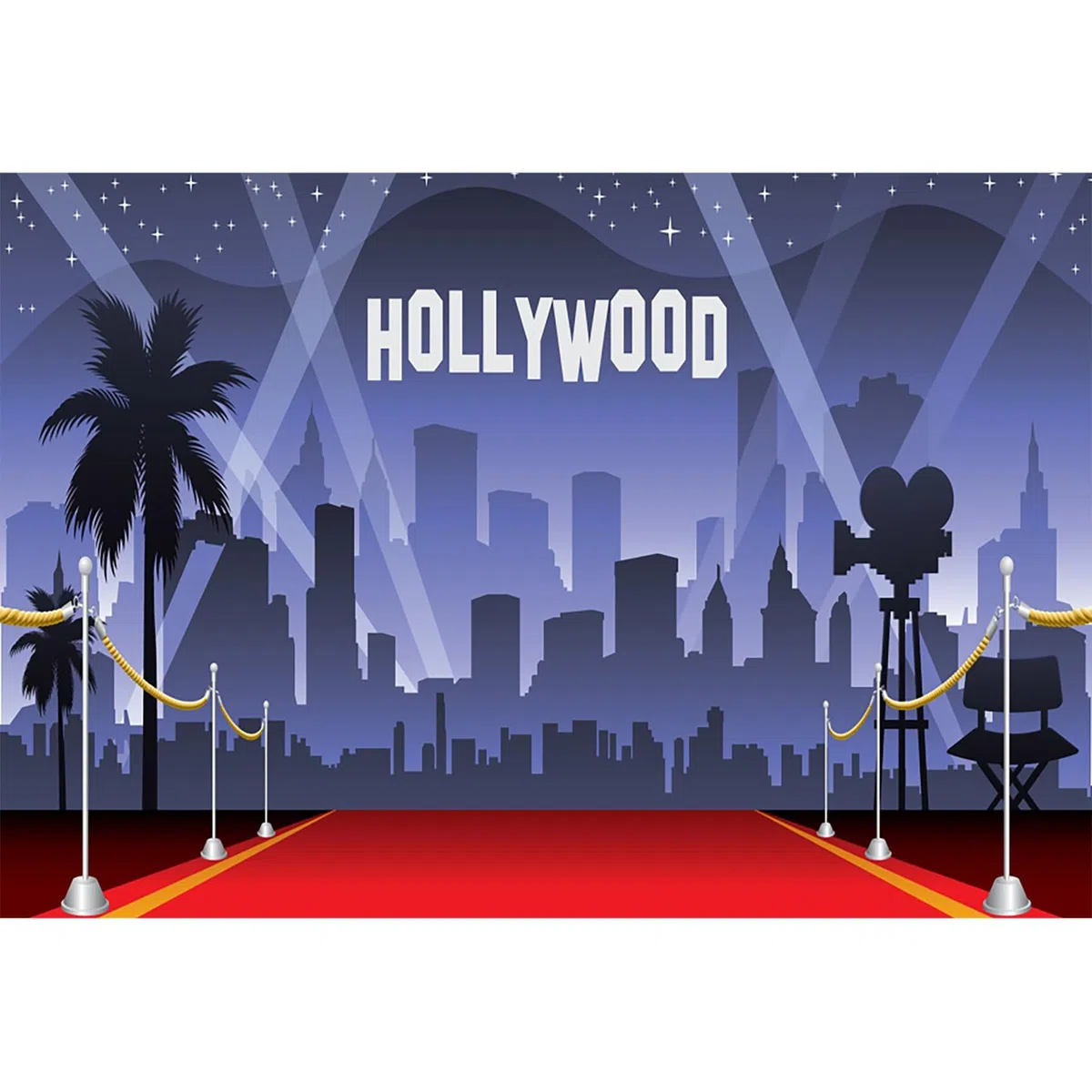 Tintecce Hollywood Red Carpet Sfondo 3x2m Notte Tema Premi Cerimonia Architettura Urbana Stellato Spotlight
