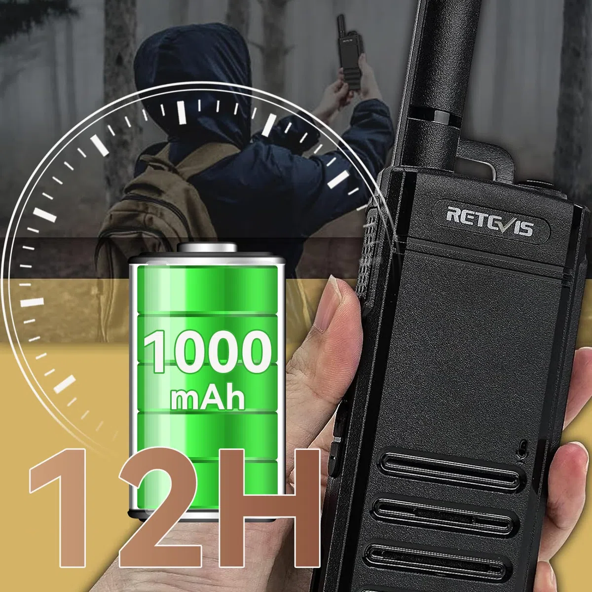 Retevis RB639 Walkie Talkie Professionali, 17mm Ultra Sottile Ricaricabile Ricetrasmittenti, 1000mAh, USB-C, Toni di Chiamata, VOX, Portatile Walkie Talkie para Tiendas (2 Pezzi, Nero)