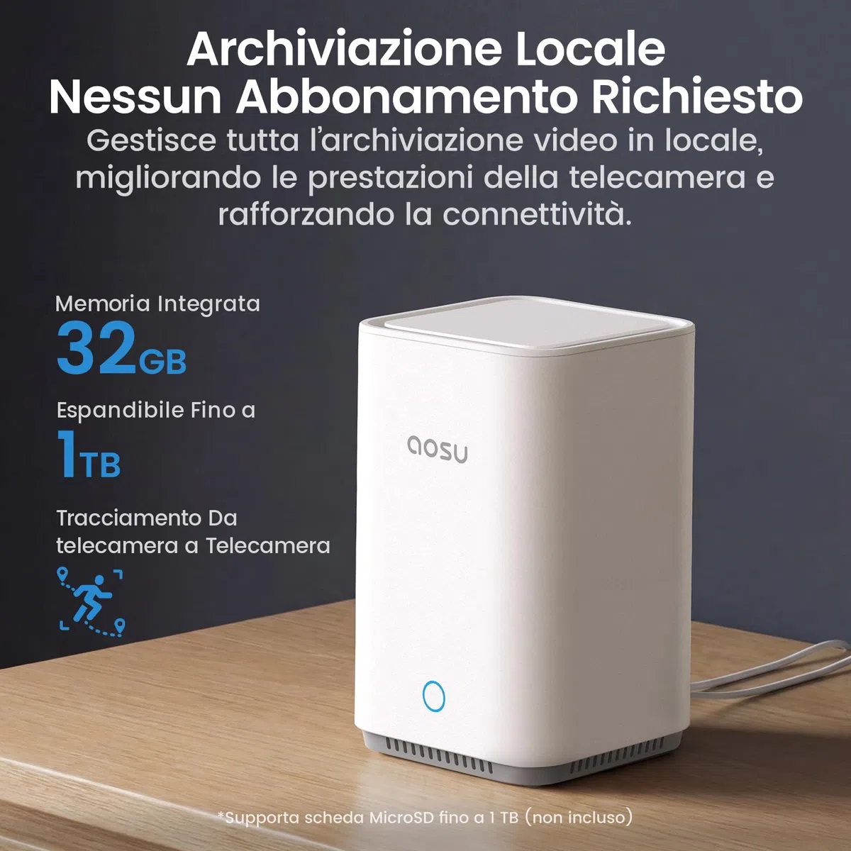 aosu Cámara de Vigilancia 2K Exterior e Interior Kit 4 Cámaras con Aosubase 2.0 Sin Suscripción 32GB Almacenamiento Local Cámara Inalámbrica Sensor PIR Alarma Luz Audio Bidireccional Visión Nocturna