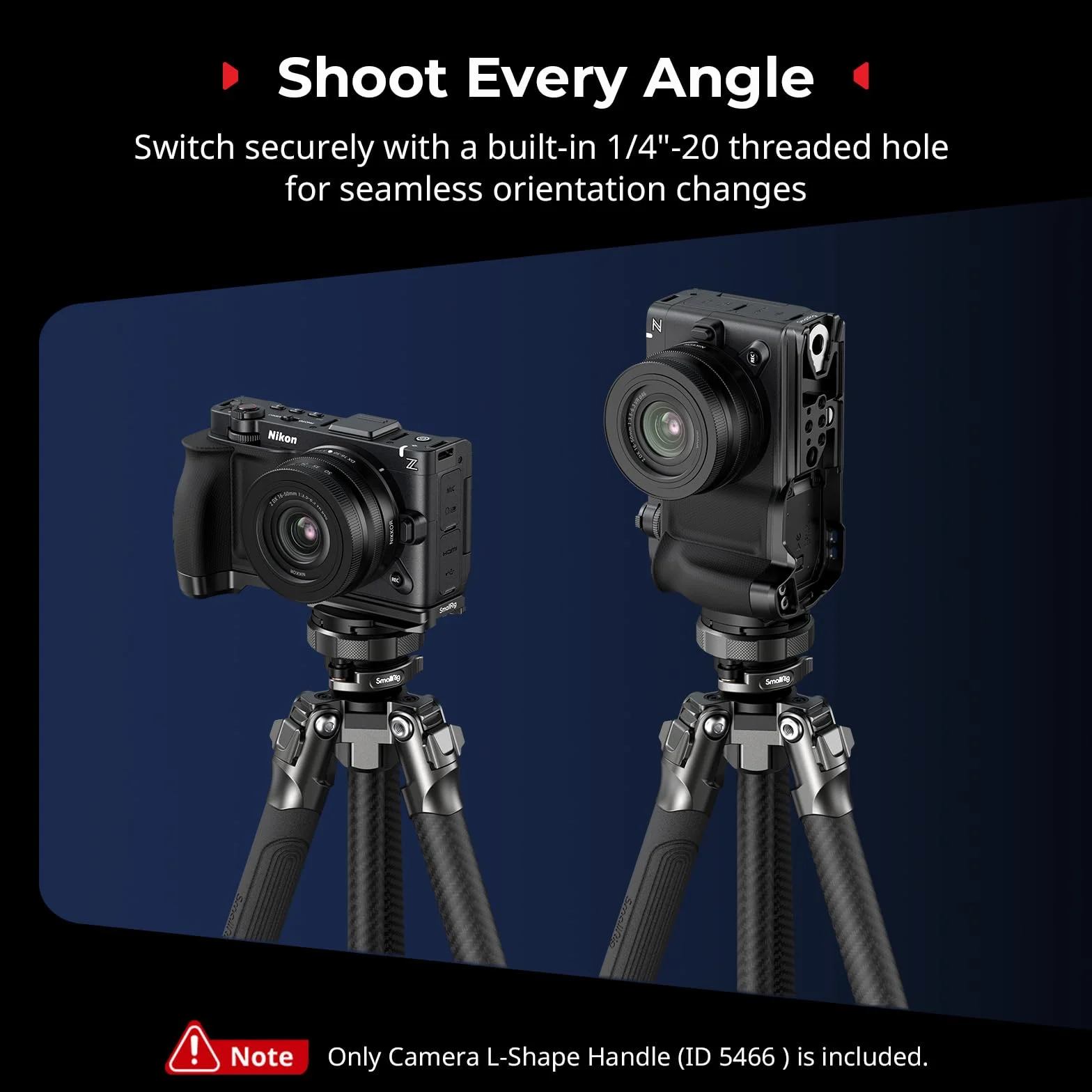 SmallRig Impugnatura a L per Nikon ZR con impugnatura ergonomica in silicone, con filettatura da 1/4"-20, chiave magnetica, piastra a sgancio rapido integrata per Arca, 5466