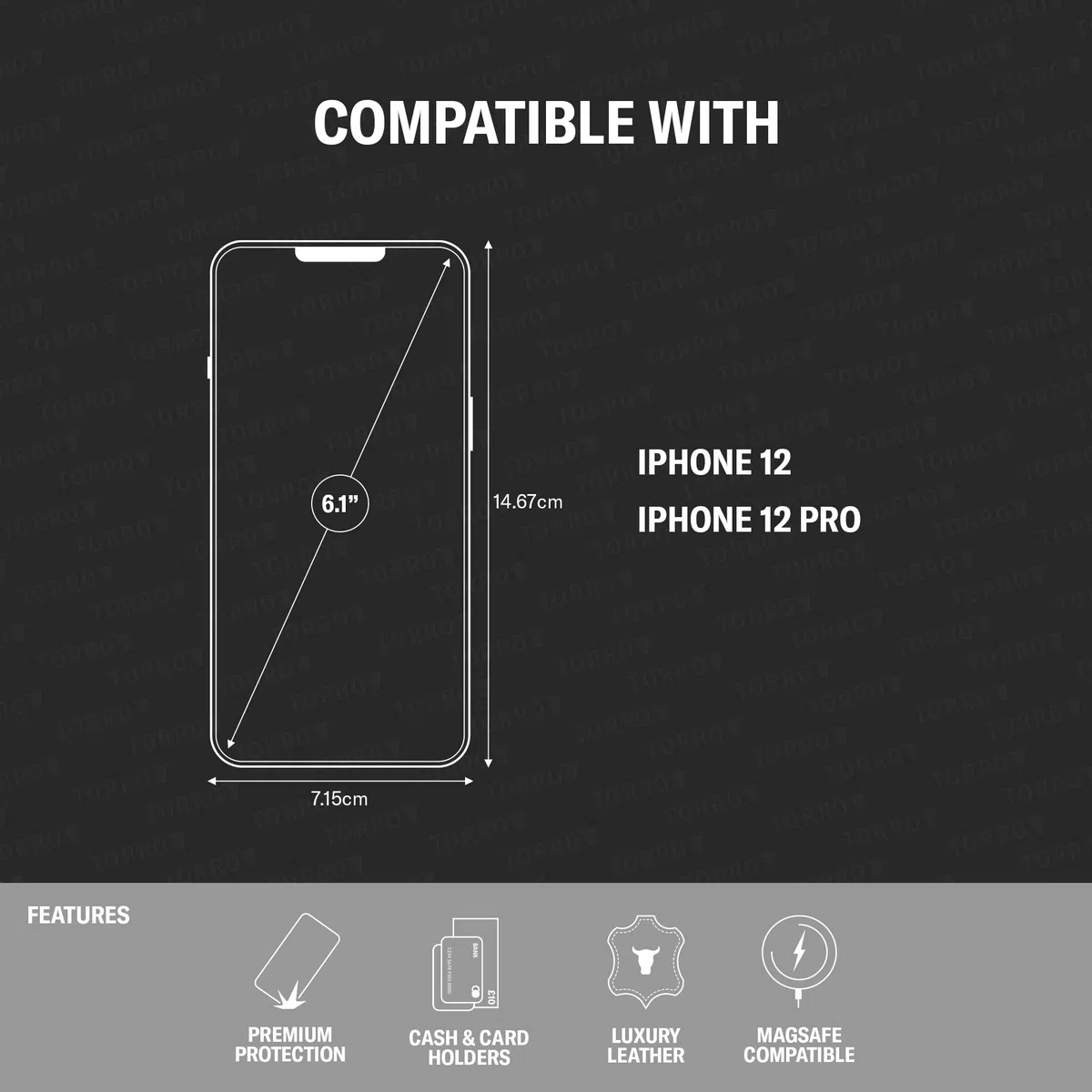 TORRO Custodia Flip Compatibile con iPhone 12 e iPhone 12 Pro – Caso Ribaltabile Verticale in Vera Pelle di Qualità con [MagSafe Compatibile] [Cornice Durabile] (Nero)