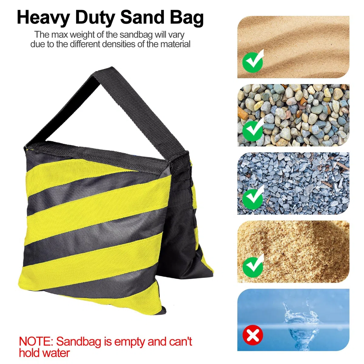 EMART 4 Pcs Borsa di Sabbia Resistente per Studio Fotografico e Video, Treppiedi, Giardino - Giallo e Nero