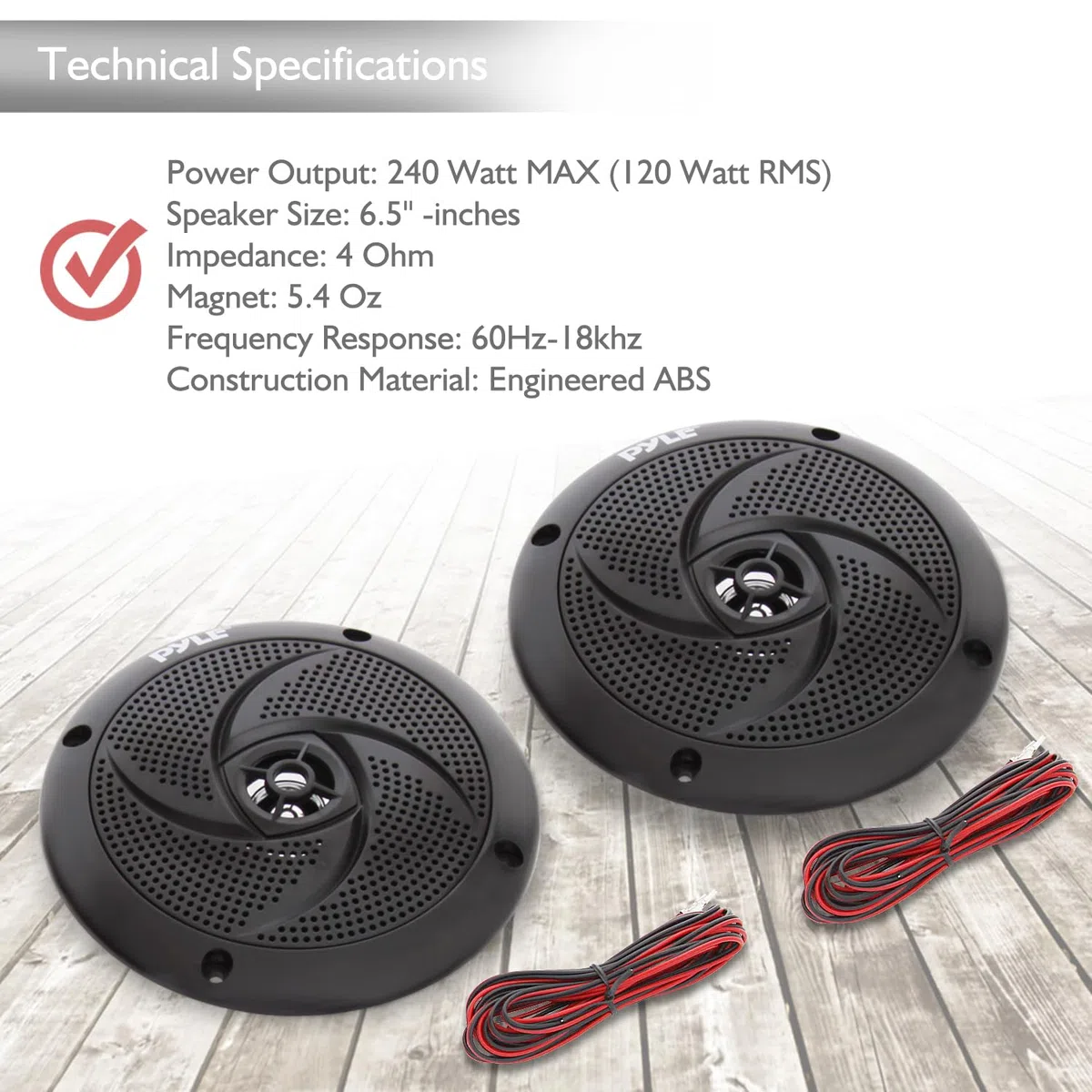 Pyle Altoparlanti marini impermeabili a basso profilo, 240 W, 16,5 cm, a 2 vie, 1 paio, stile sottile, impermeabili e resistenti alle intemperie, sistema audio stereo per esterni, per barca,