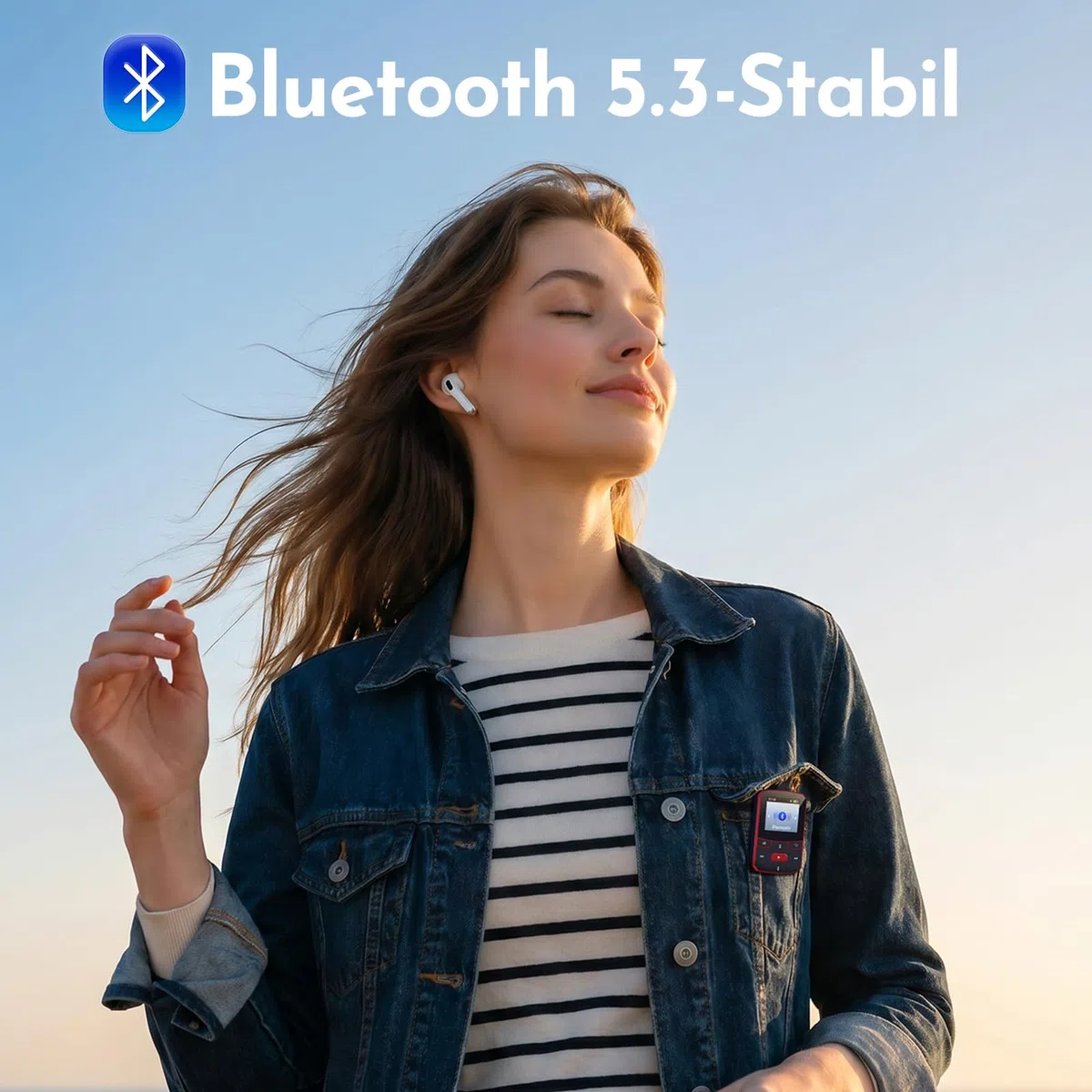 Lettore MP3 64GB Bluetooth 5.3, Mini Portatile da 29g con Funzione Resume, Riproduttore Musicale Sportivo con Clip e Pulsanti Fisici, Radio FM, Dittafono, Espandibile fino a 128GB