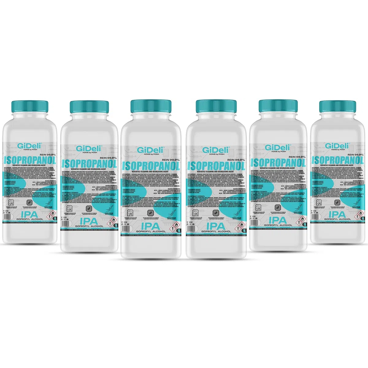 GiDeli Isopropanolo 99,9% 6 litri di alcool isopropilico ad alta percentuale di alcool IPA per la pulizia di componenti elettronici, lenti e schermi, pulizia di resine con stampa 3D
