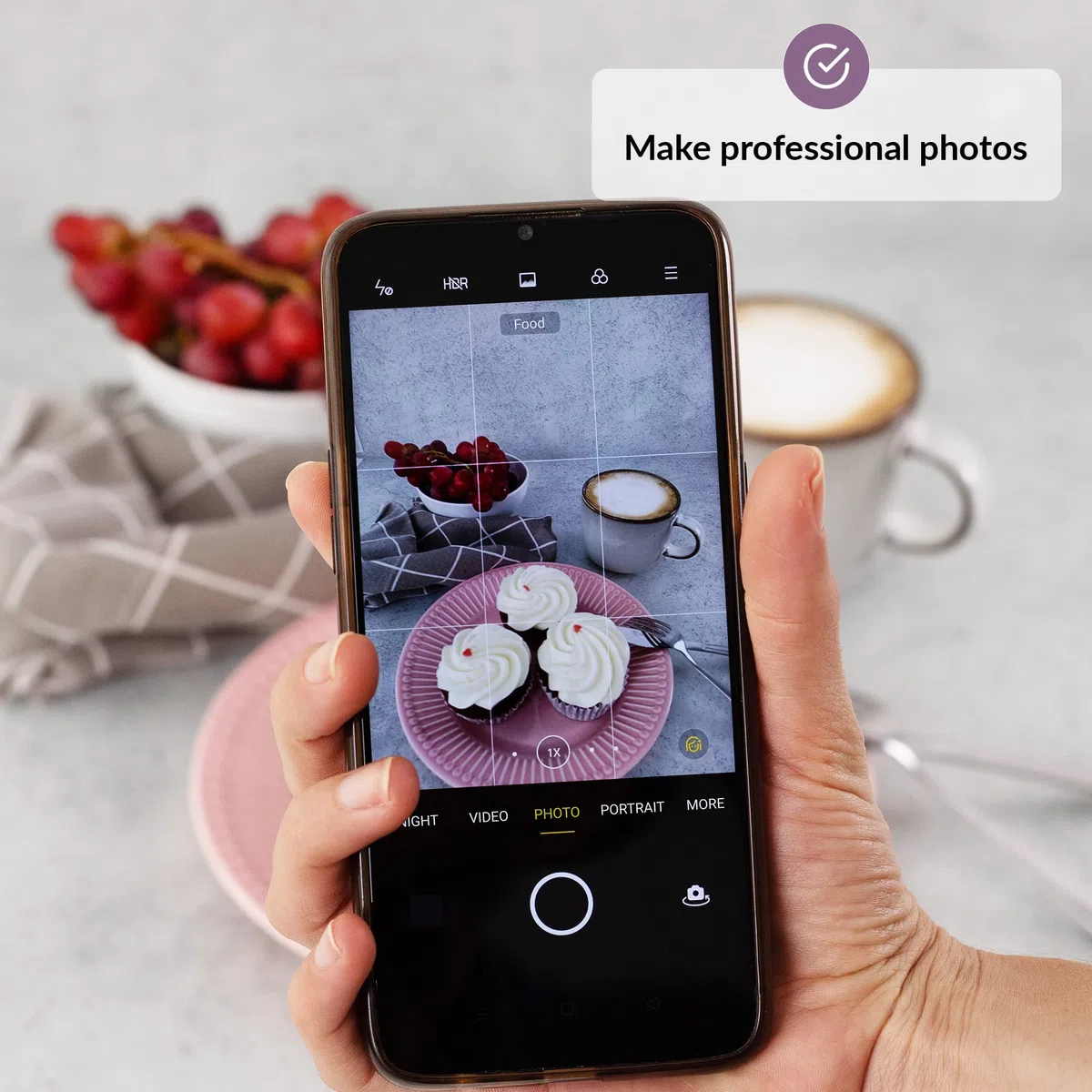 2 Pannello Di Fondo Fotografico | 55x55 cm | Sfondo Realistico Per Foto | Fondali Fotografia Per Cibo | Sfondi Fotografici Food Replica | Backdrop Board Big (Marble & Grey, Big)