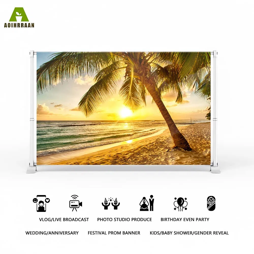 Aoihrraan 3x2m Estate Tropicale Spiaggia Sfondo Palm Alberi Mare Tramonto Oceano Paesaggio Fotografia Sfondo Estate Campo Matrimonio Video Festa Decorazione Bambini Adulti Ritratto Foto Prop