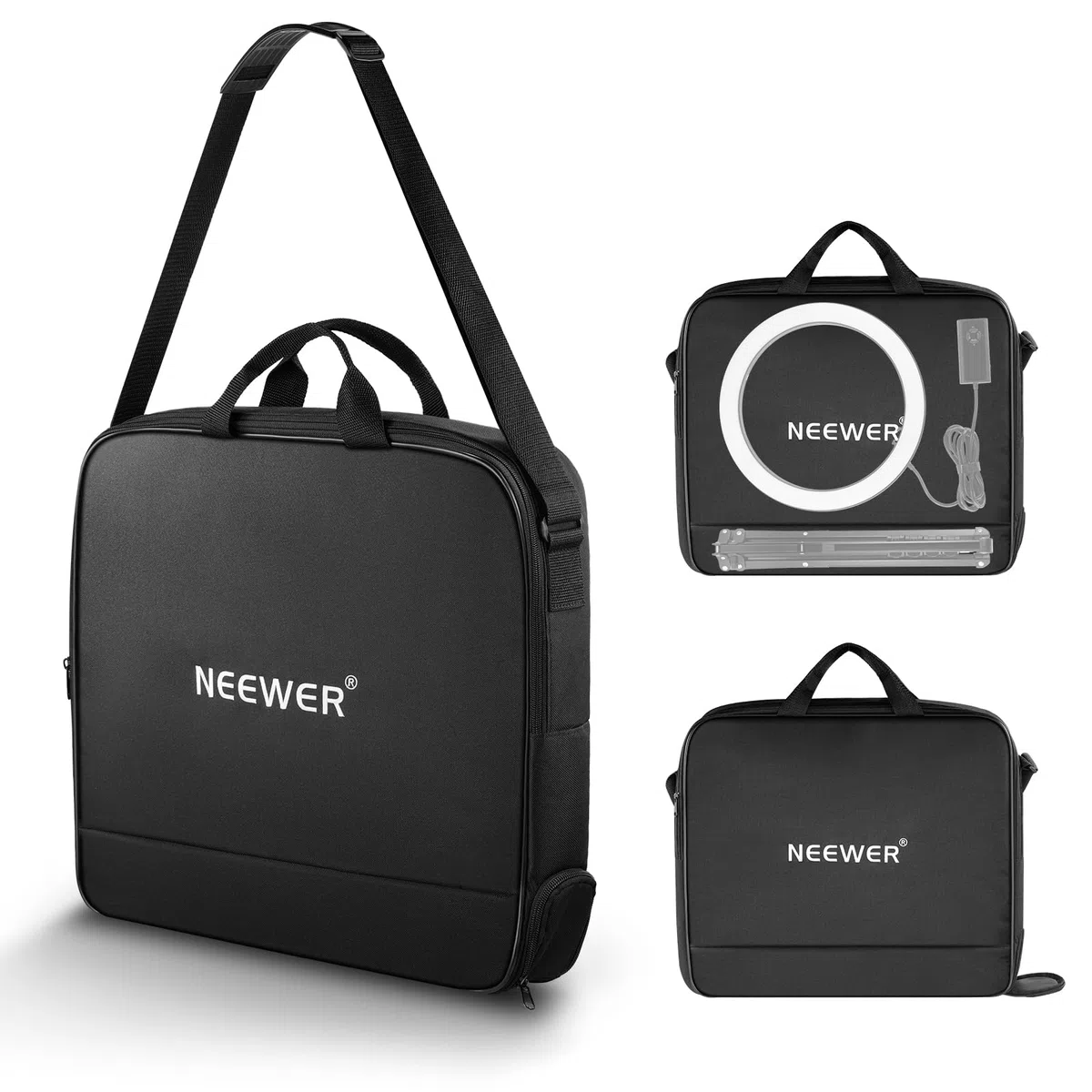 NEEWER Borsa da Trasporto per Ring Light 12" per RH12B RH12C RH10B RH8B, Custodia Protettiva Portatile in Nylon da 50x42cm con Sezione Separata per Treppiede Stativo Luce Piegato Fino a 50cm