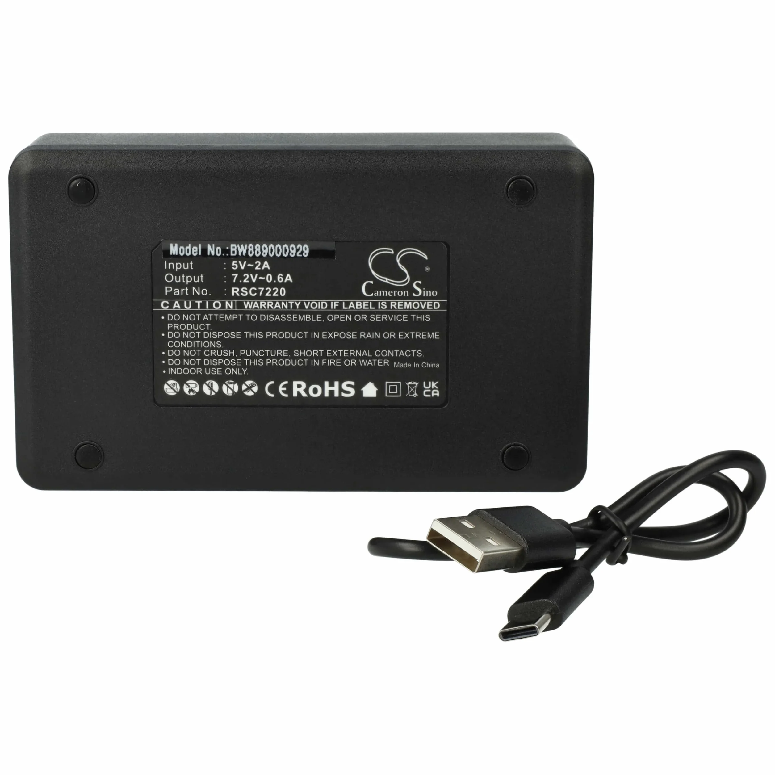 vhbw Caricabatterie doppio compatibile con Scanreco Fasse, FBS590, EFFER, Fassi batterie per radio - Stazione di ricarica + cavo USB-C, 7,2V, 0,6A