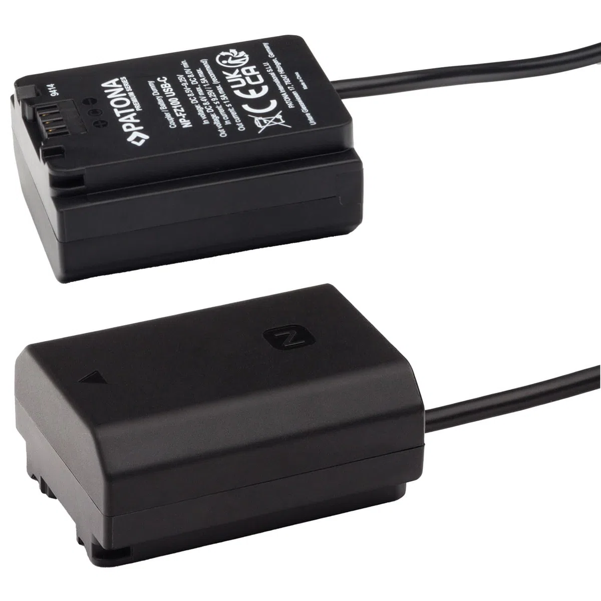 PATONA NP-FZ100 - Adattatore di alimentazione USB-C a corrente continua per Sony Alpha A7 III IV, A7R III IV, A7C, A9, A1, FX3, A6600 A6700, invece di batteria tramite USB-C