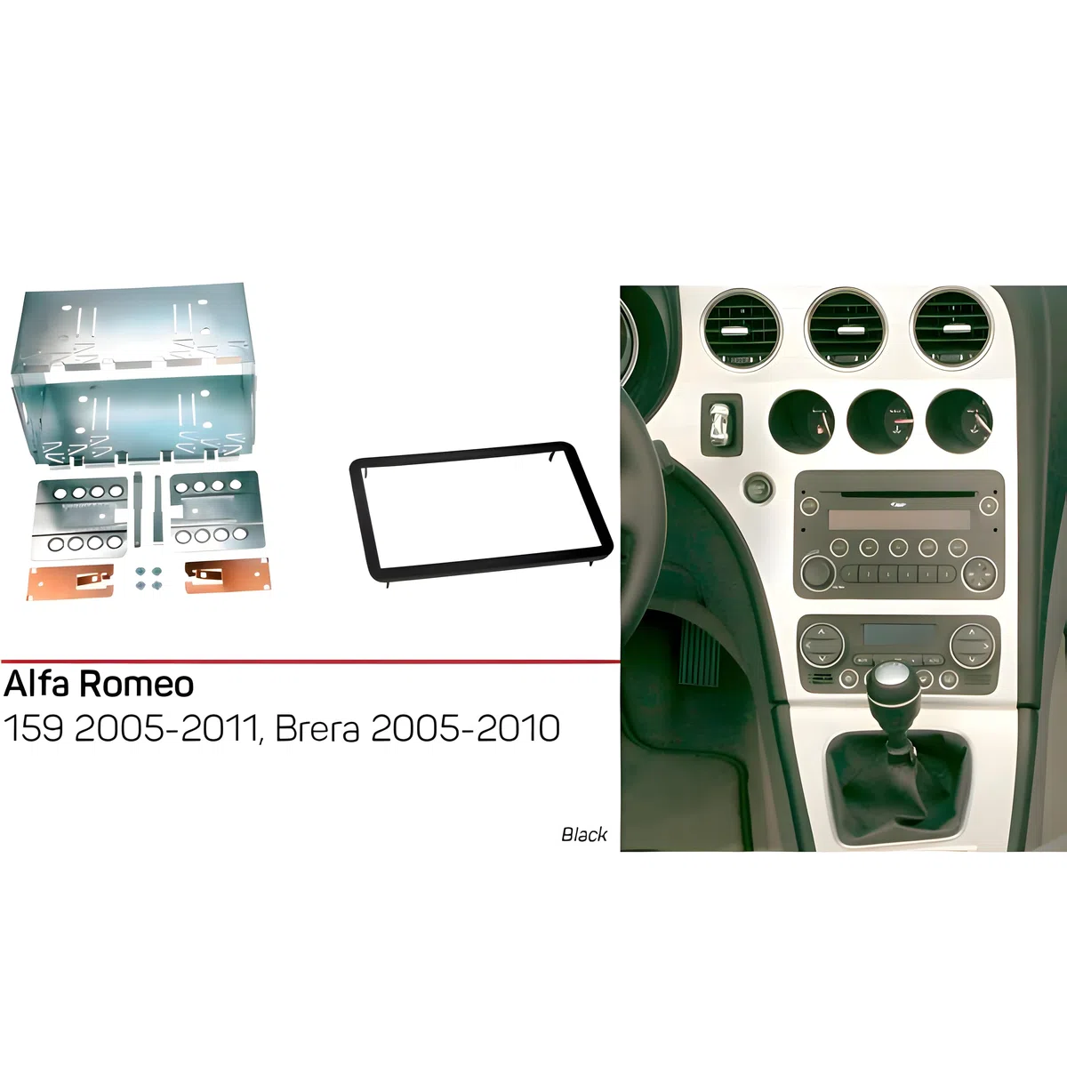 Sound Way Kit Montaggio Adattatore Autoradio, Mascherina 2 DIN Compatibile con Alfa Romeo 159 2005-2011 / Brera 2005-2010