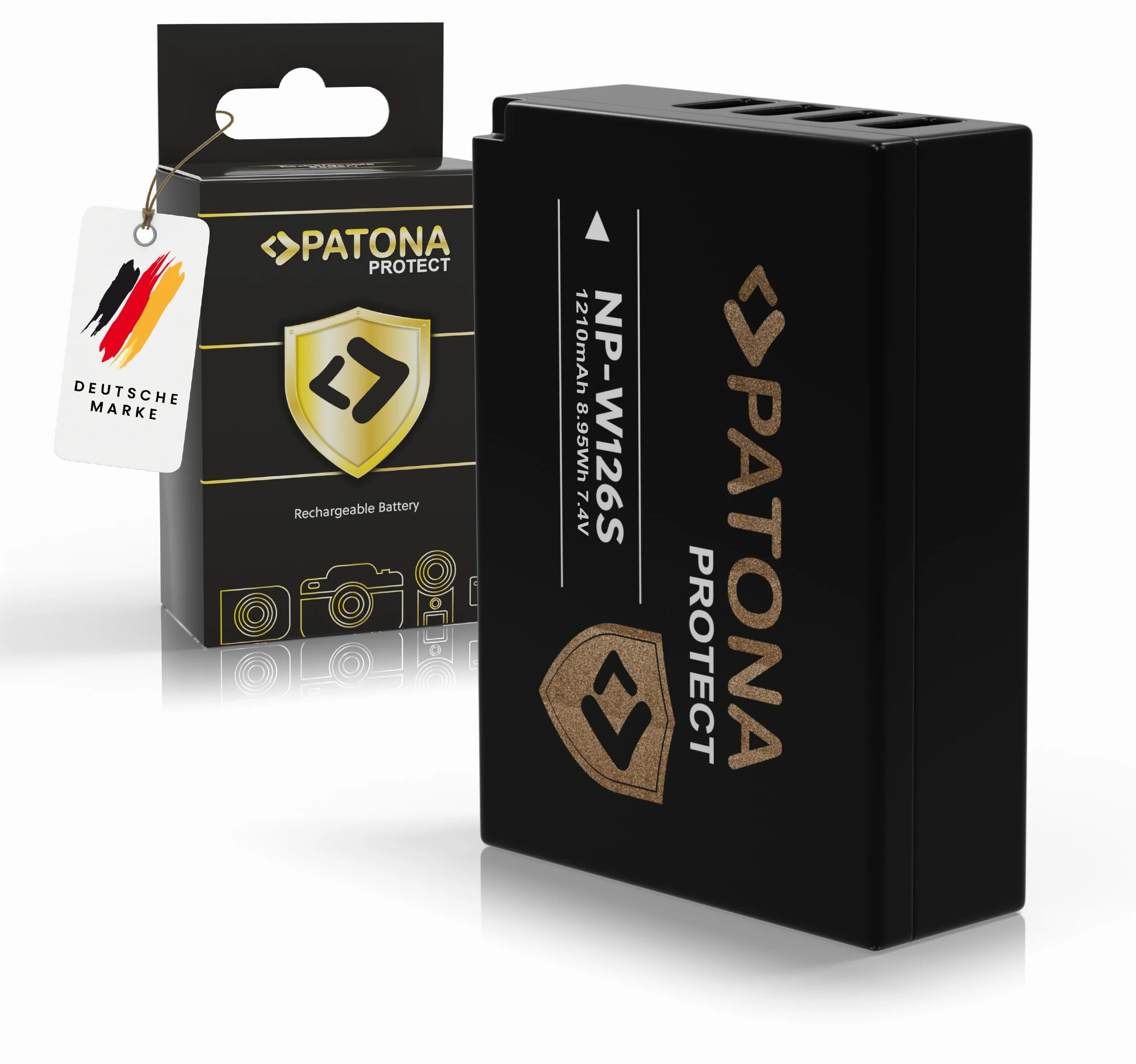 PATONA Caricatore Doppio USB-C + 2x Protect Batteria NP-W126s (1210mAh) – per Fujifilm X-T5 X-T50 X100VI X100F X-S10 X-T30 X-Pro3 X-E4 – set completo con sensore NTC