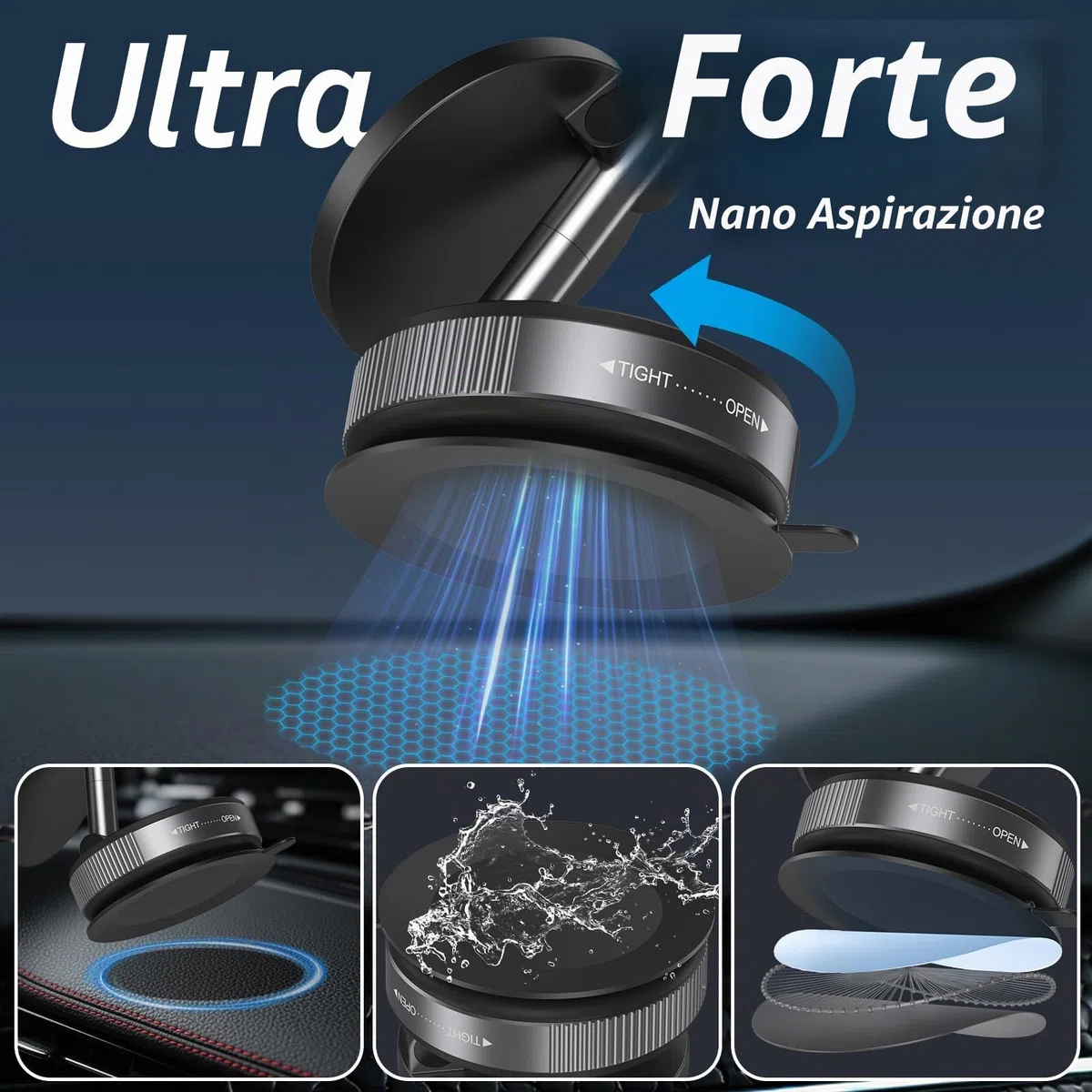 Supporto da auto magnetico con ventosa per telefono cellulare Magsafe, Supporto telefono auto a ventosa ultra regolabile 360° per iPhone 17 Pro Max 16 15 14 13 12 Air Plus (Nero)